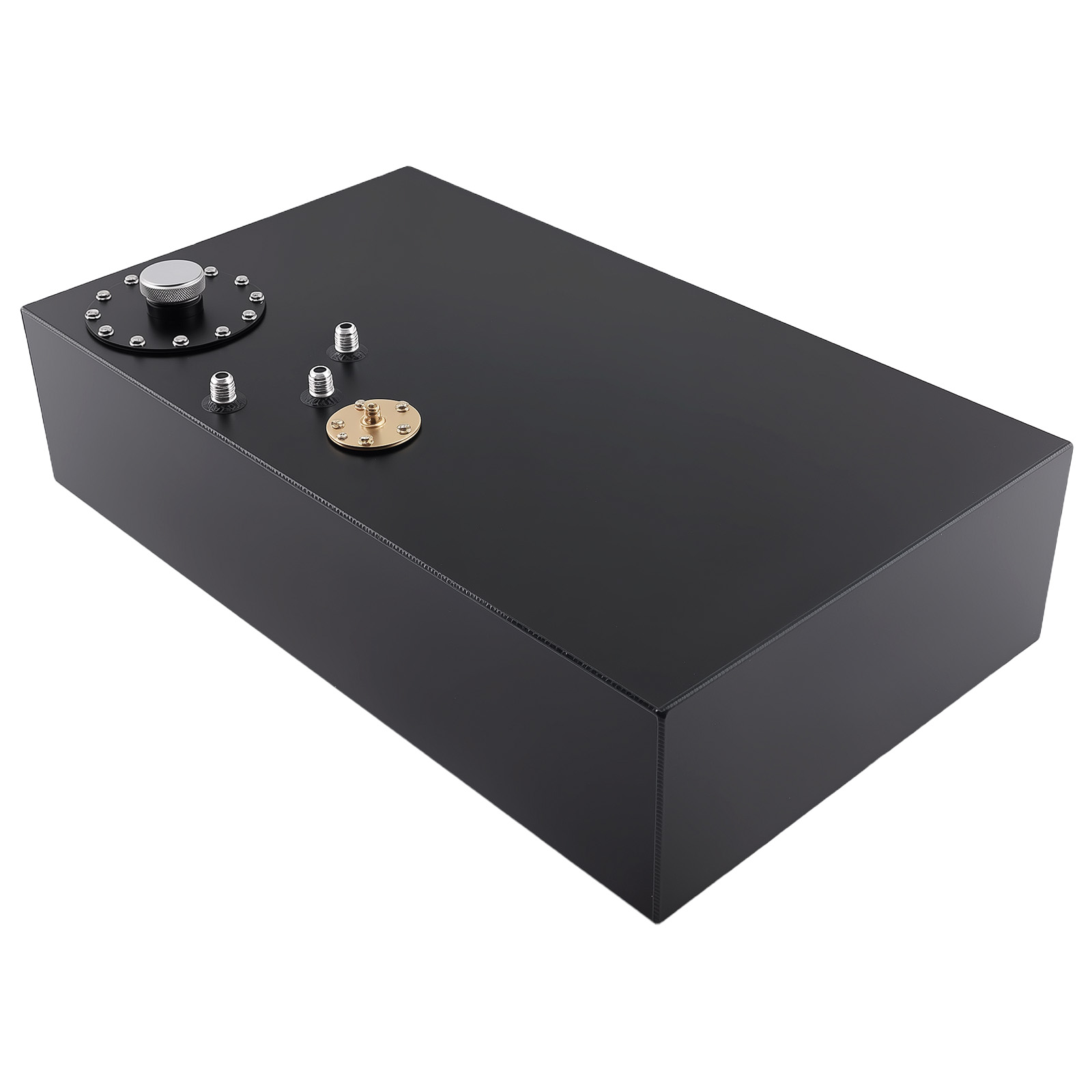 17 Gallon 64L Aluminum Fuel Cell Racing Gas Tank Black w/ Cap Level Sender