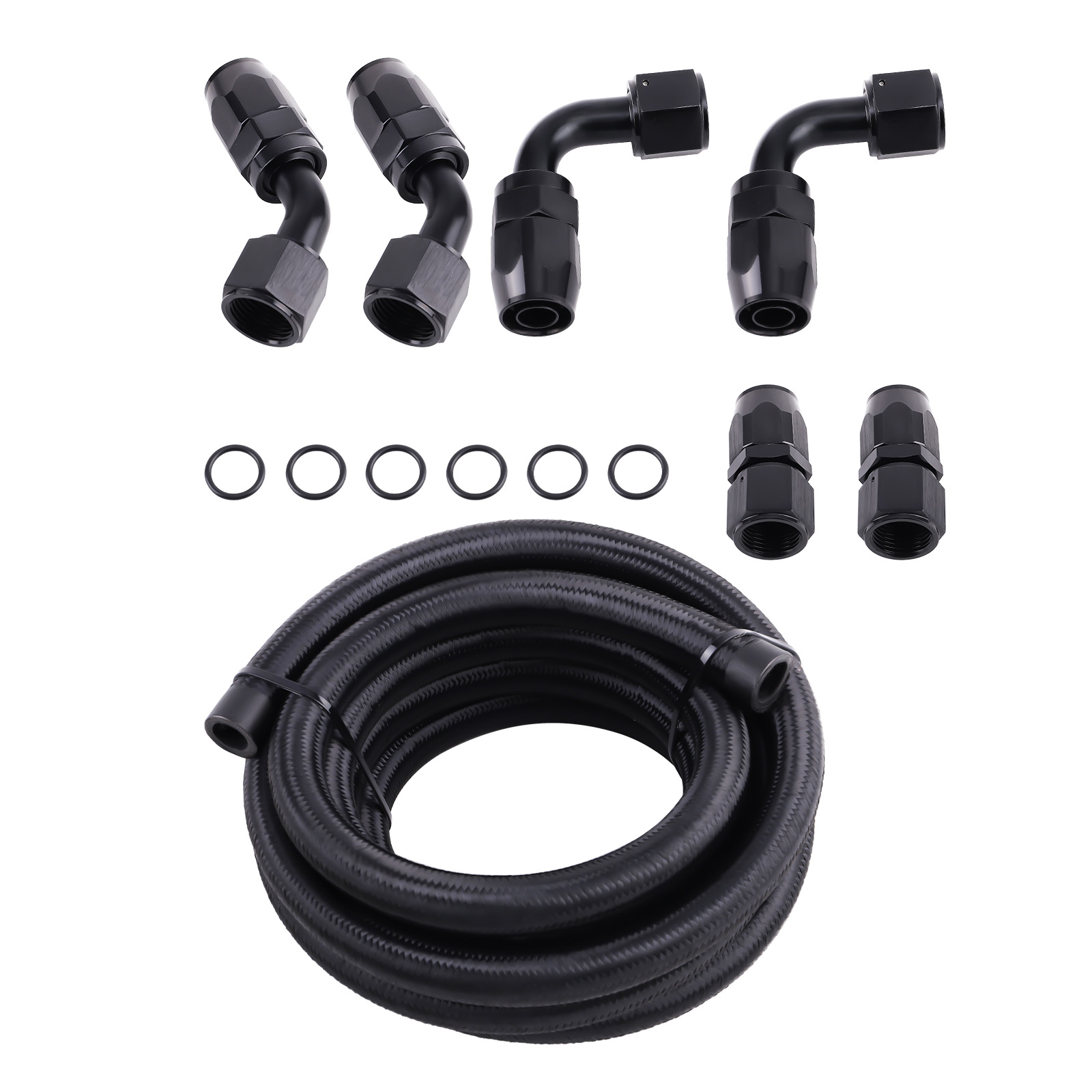 -10AN 10AN Steel Nylon Braided Gas/Oil/Fuel Hose Line + Hose End Fitting Kit set