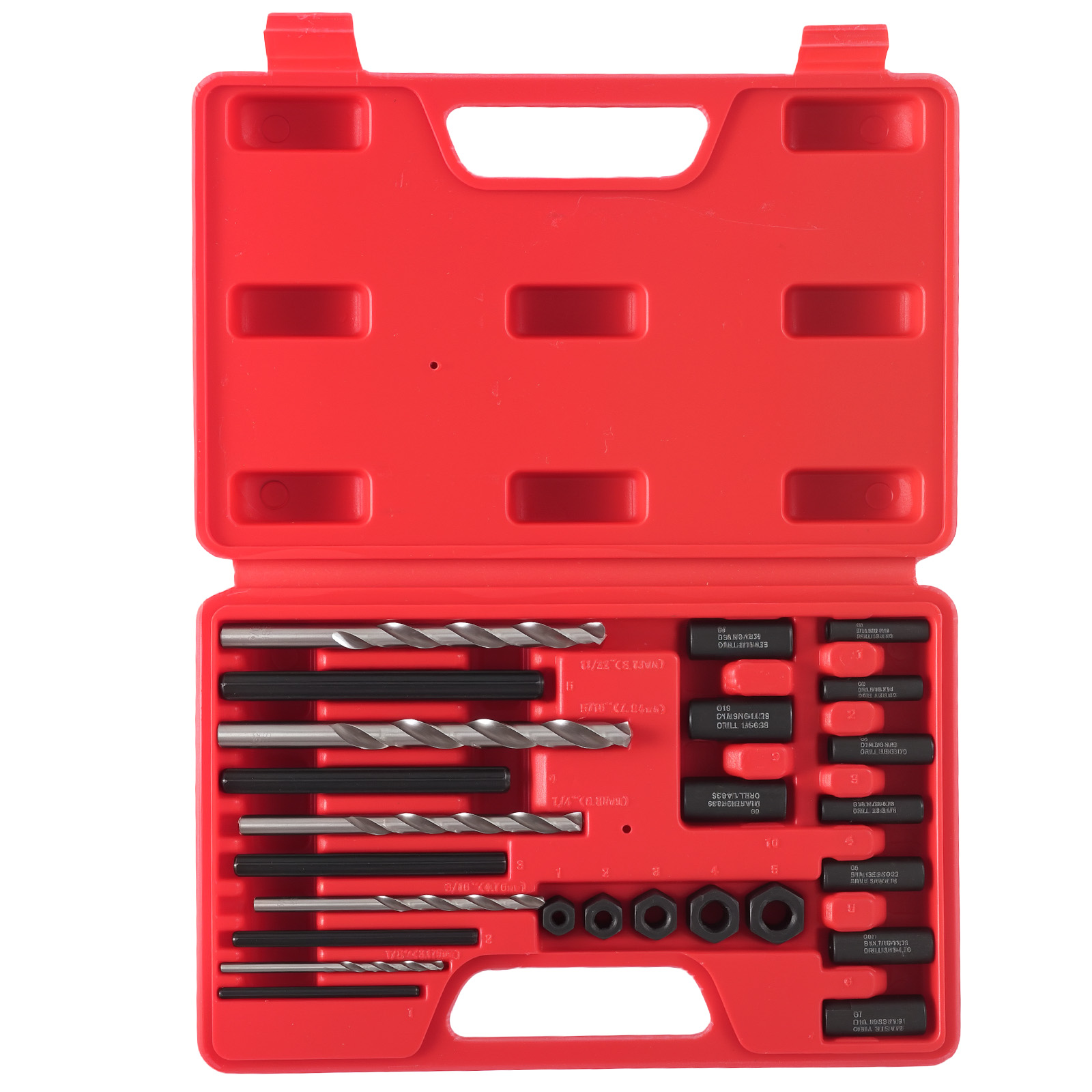 25PC Broken Screw Remover Bolt Extractor Set 5mm-16mm Carbon Steel Tool Kit