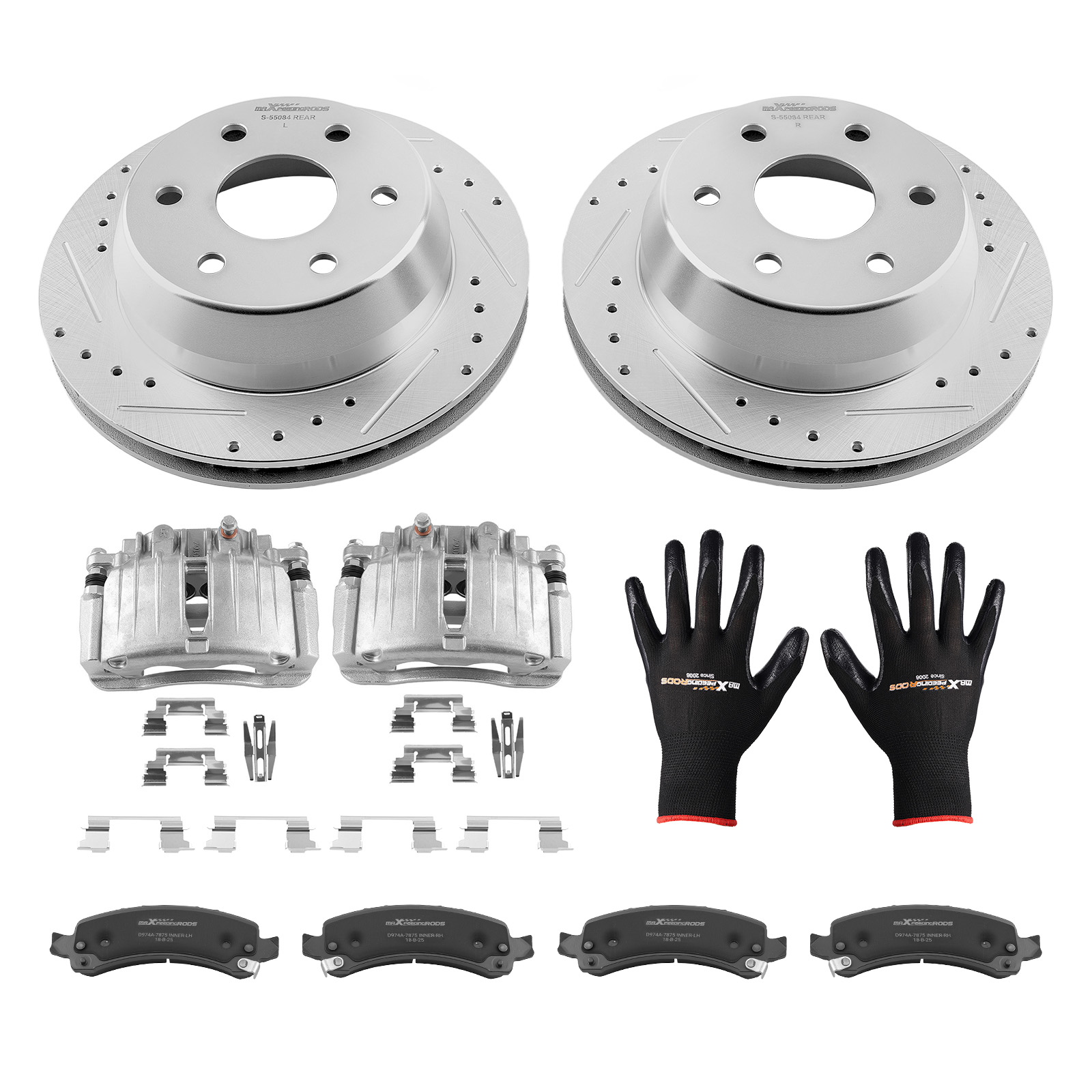 Rear 330mm Brake Rotors+Calipers w/Pads for Cadillac Escalade/GMC Yukon XL 1500