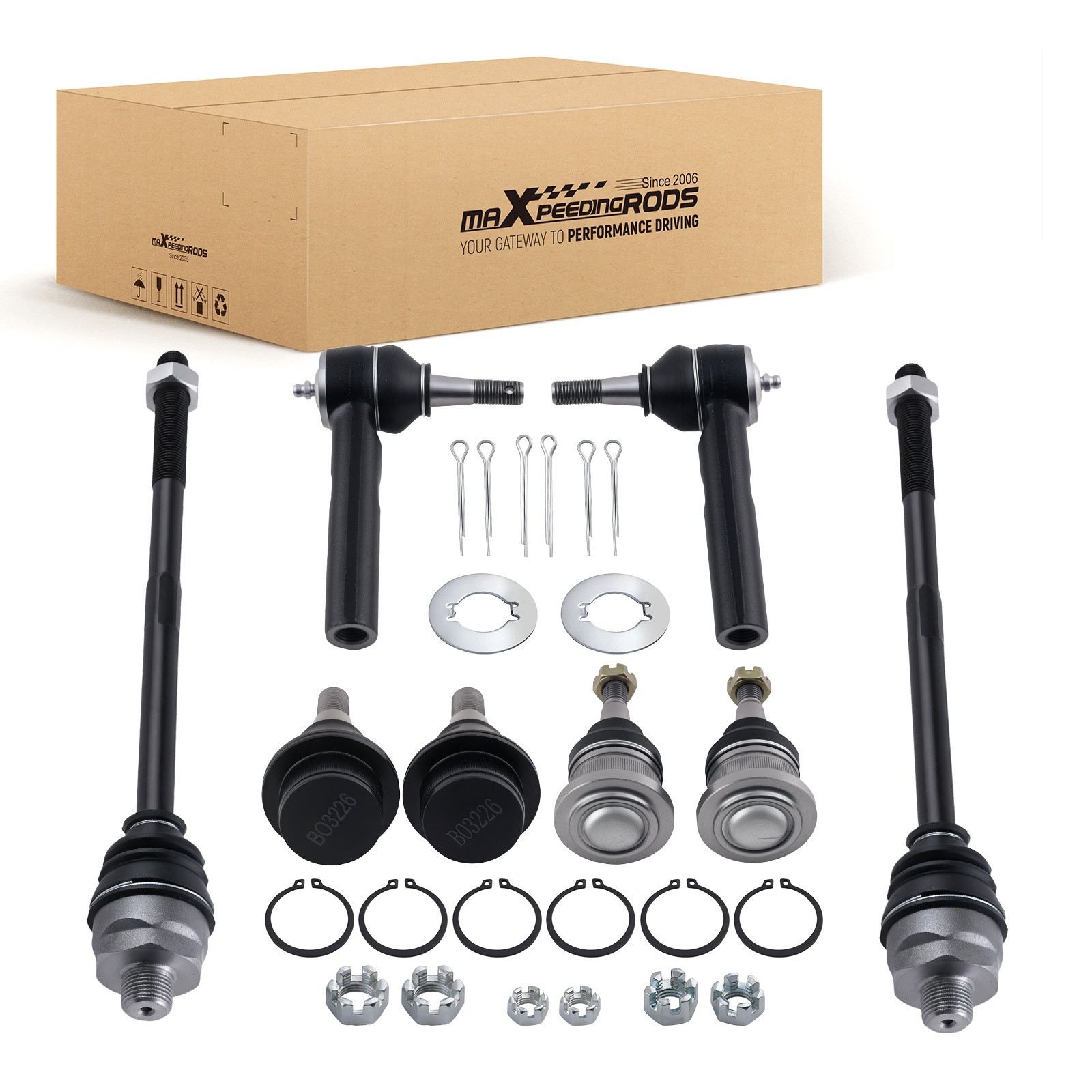 8x Front Ball Joints Tie Rods Kit for 1999-06 Chevy Silverado Sierra 1500 Yukon