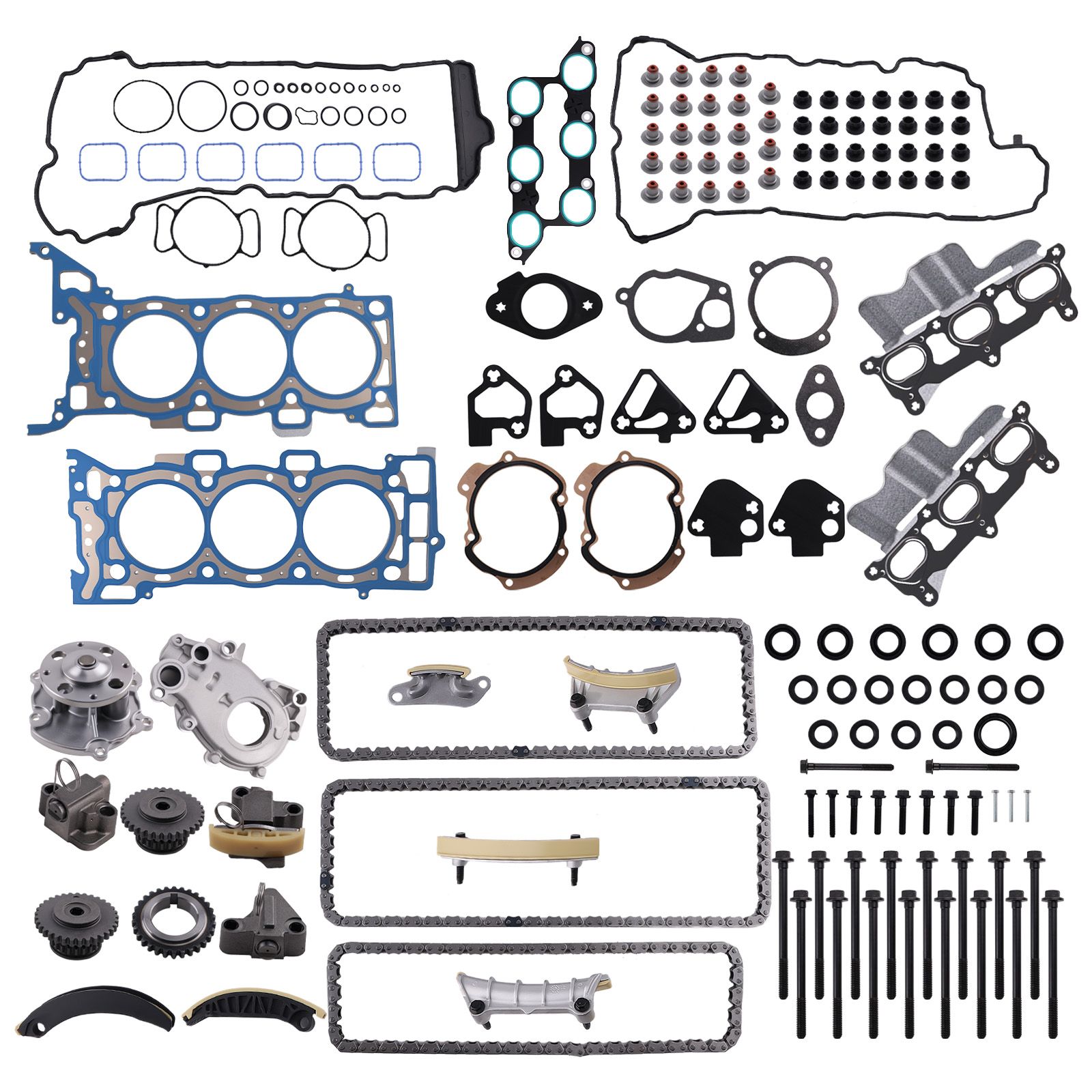 Timing Chain Oil Water Pump Head Gasket Bolts Set for Buick Enclave 3.6L 09-16