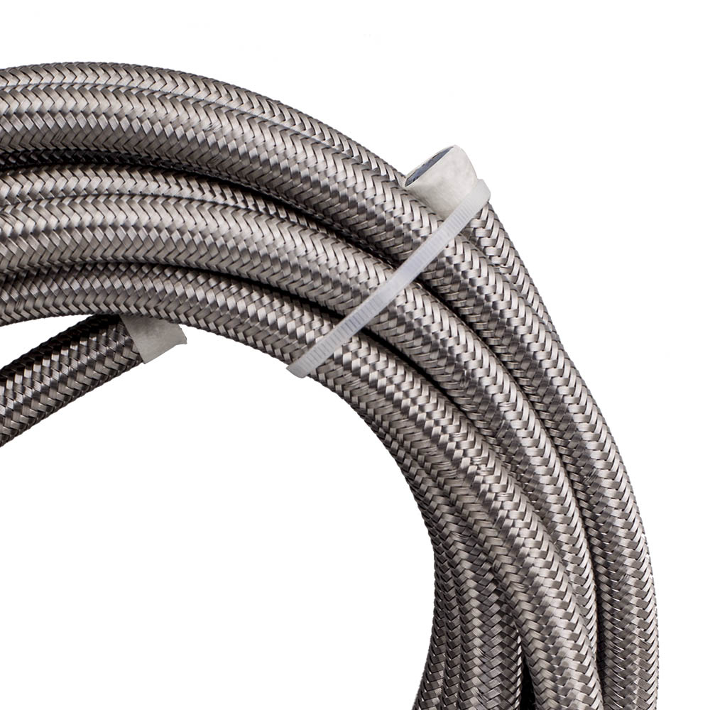 20 Feet AN8 Stainless Steel Braided Oil Fuel Hose Line Kit with 8AN Fittings