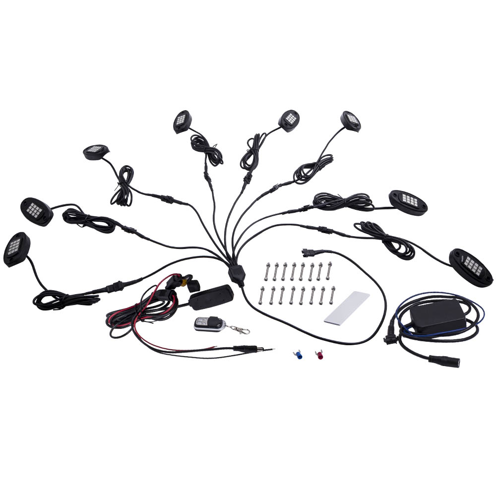 8pcs Pod RGB LED Rock Light Kit Remote Lamp Offroad Truck bluetooth APP Control
