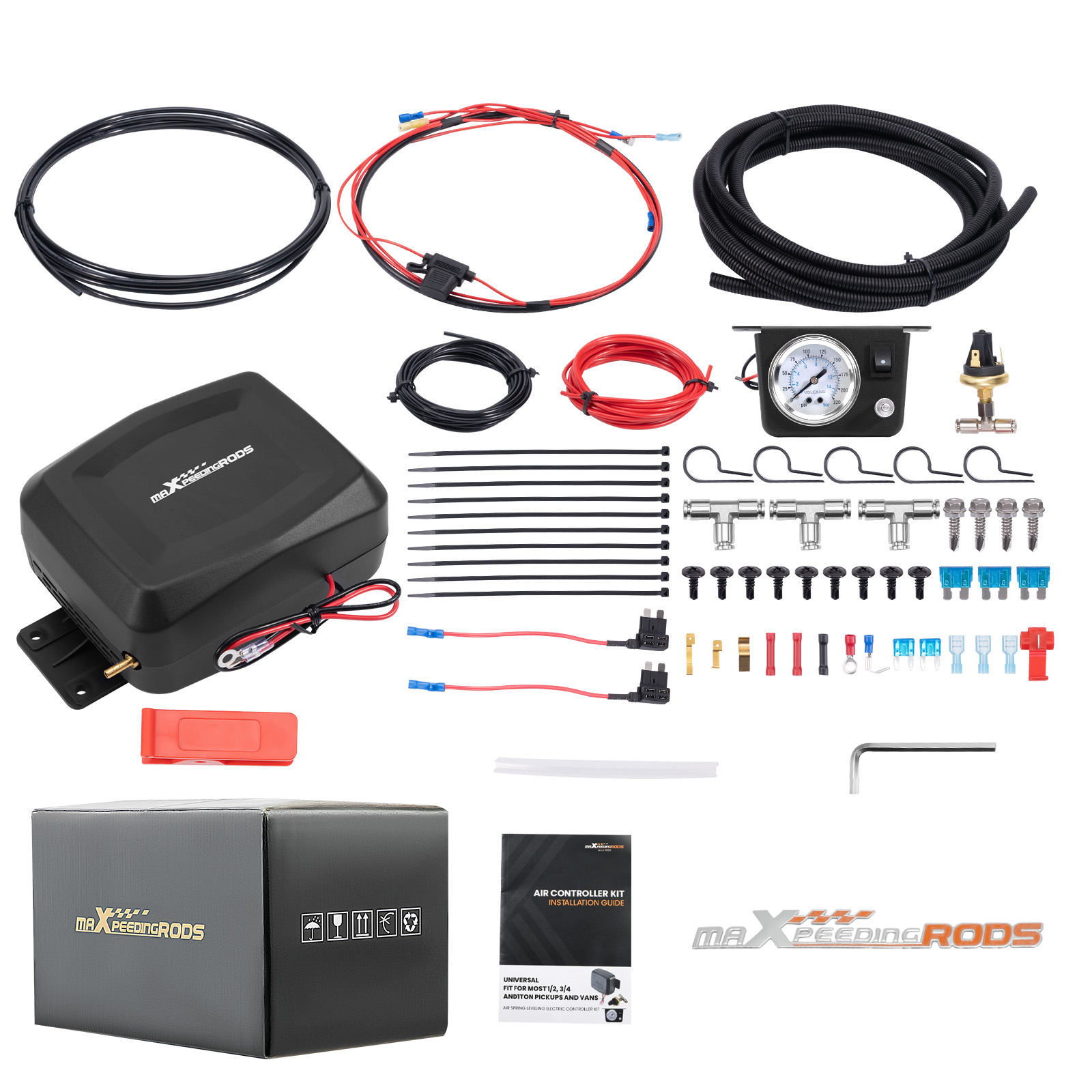 Universal Air Shock Compressor Kit Gauge Panel For Ford F150 Single-Path