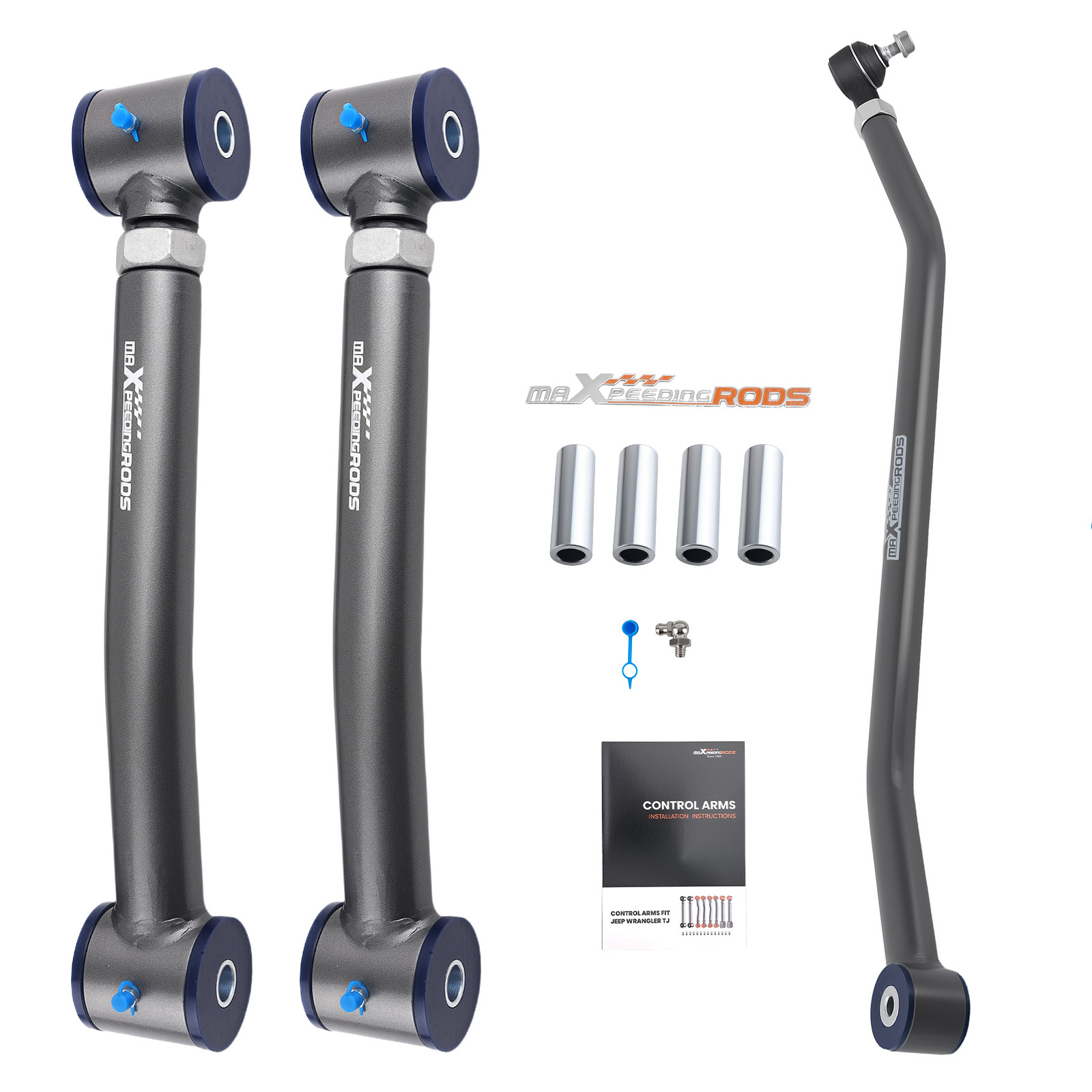 Front Lower Control Arms + Track Bar Adjustable For Jeep Cherokee XJ 1984-2001