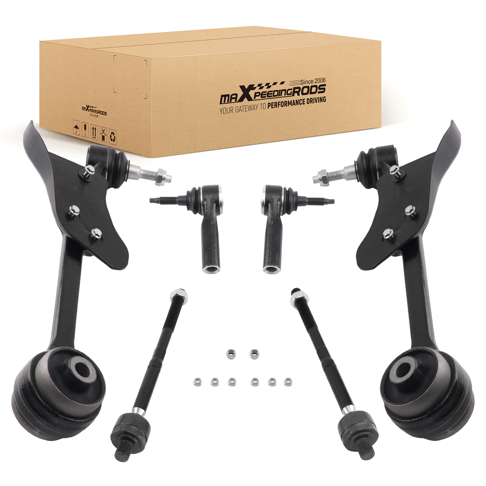 6pc Forward Lower Control Arm w/Ball Joint Tierod End For FORD MUSTANG 2015-2019