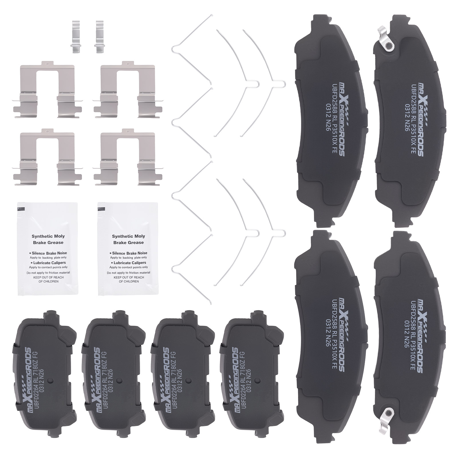 8pcs Front Rear Brake Pads Set for Acura MDX 2014-2016 Honda Ridgeline 2017-2025