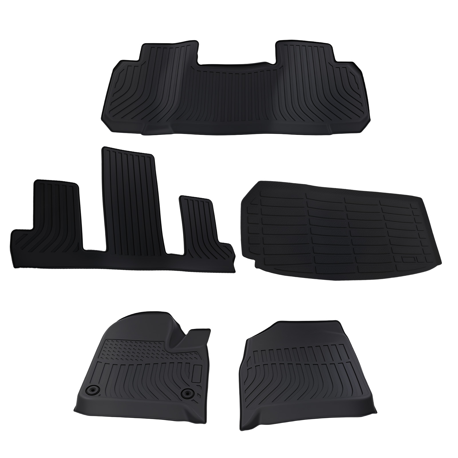 Floor Mat Set for Chevrolet Traverse 7 Seats 2018-2023 TPE Black Easy Clean