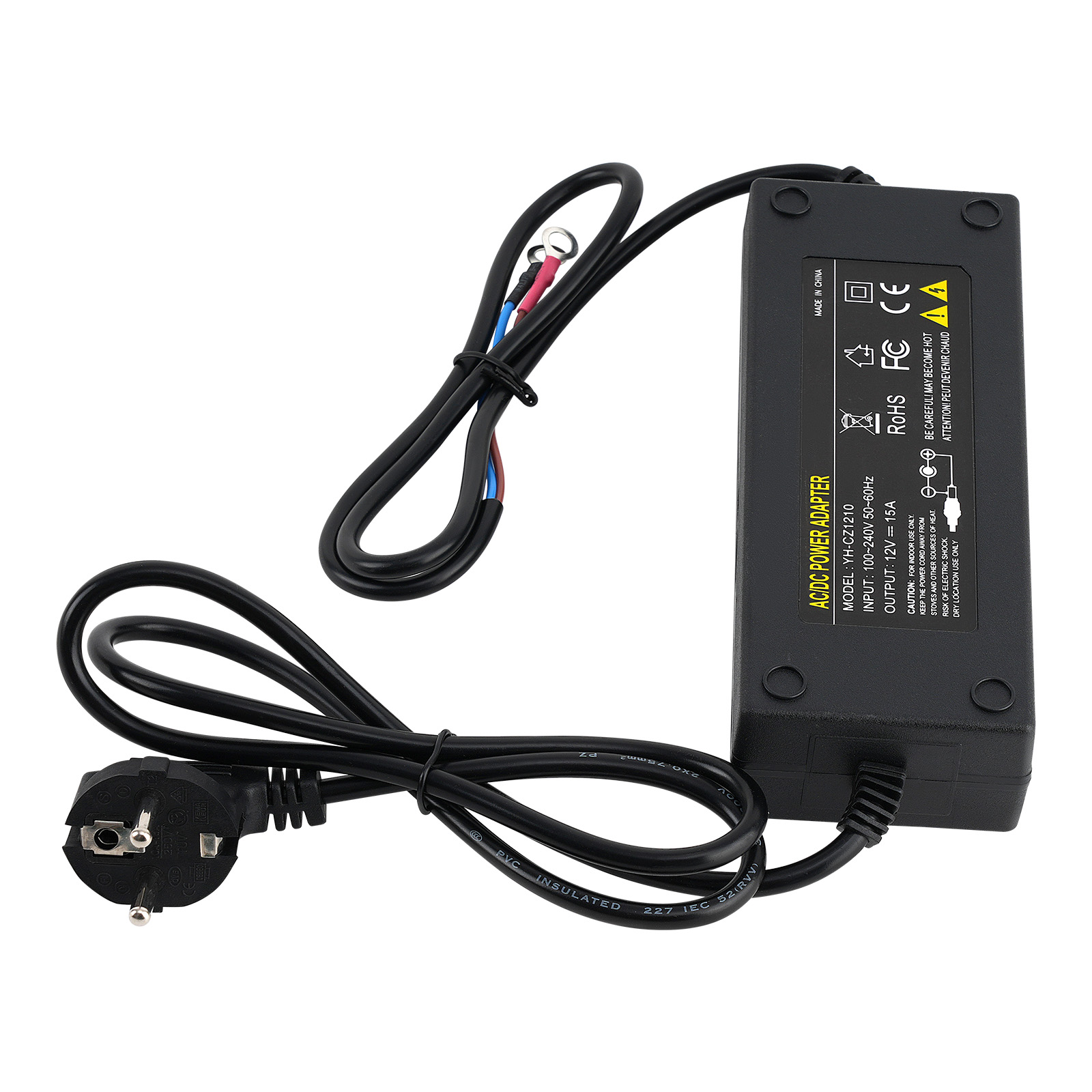 Output 12V 15A AC/DC Stromadapter Power Adapter Black