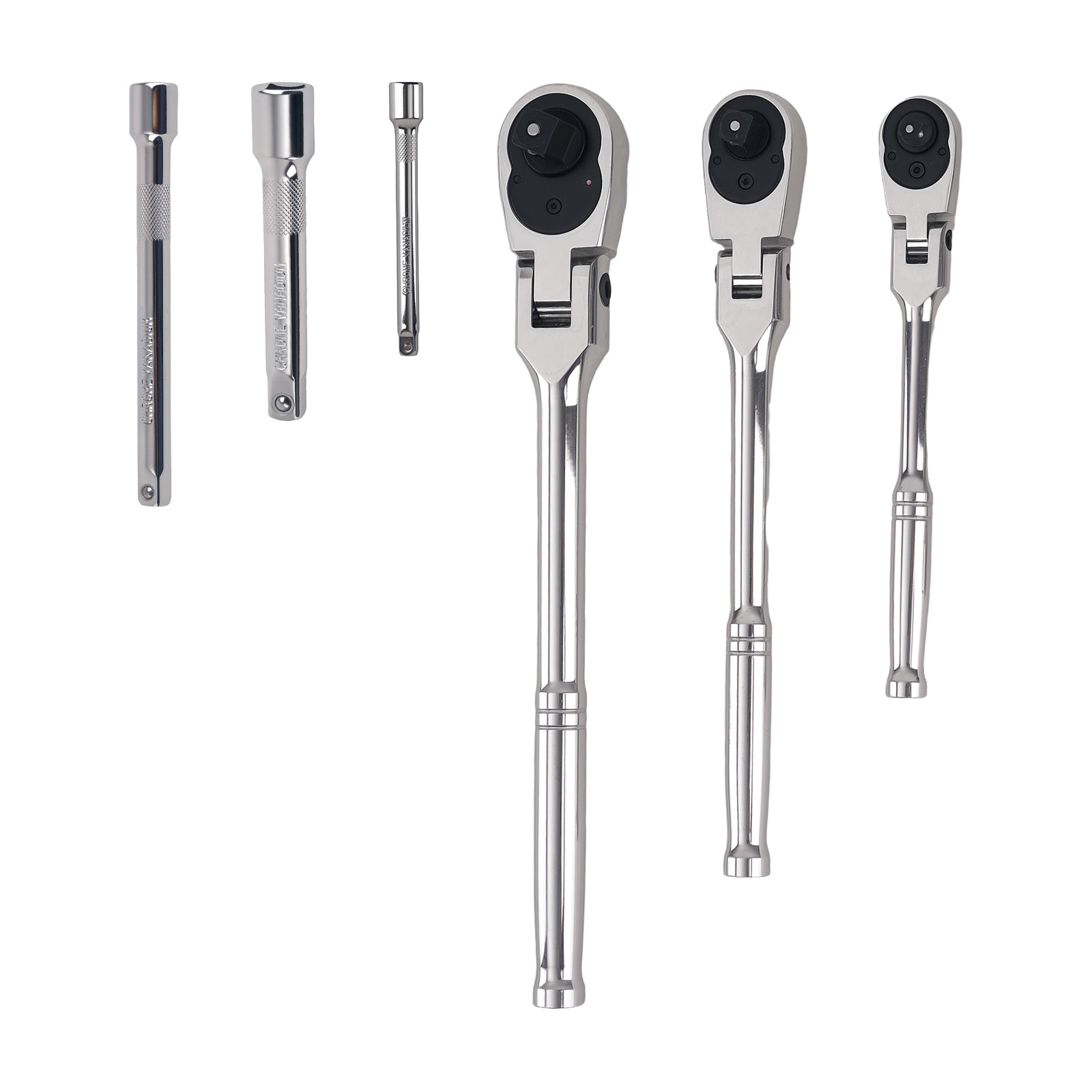 72 Teeth Flexible Ratchet Set 1/4 3/8 1/2 Drive Extension Bar 180° Swivel Head