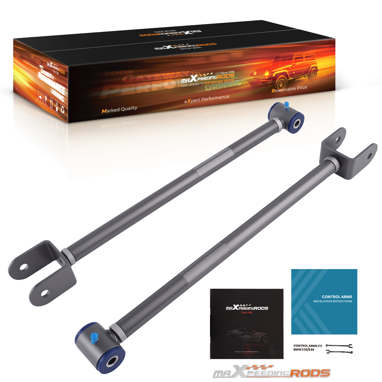 Rear Lower Control Arms for BMW E36 E46 X3 Z4 Adjustable Camber Kit +3/-1 Degree