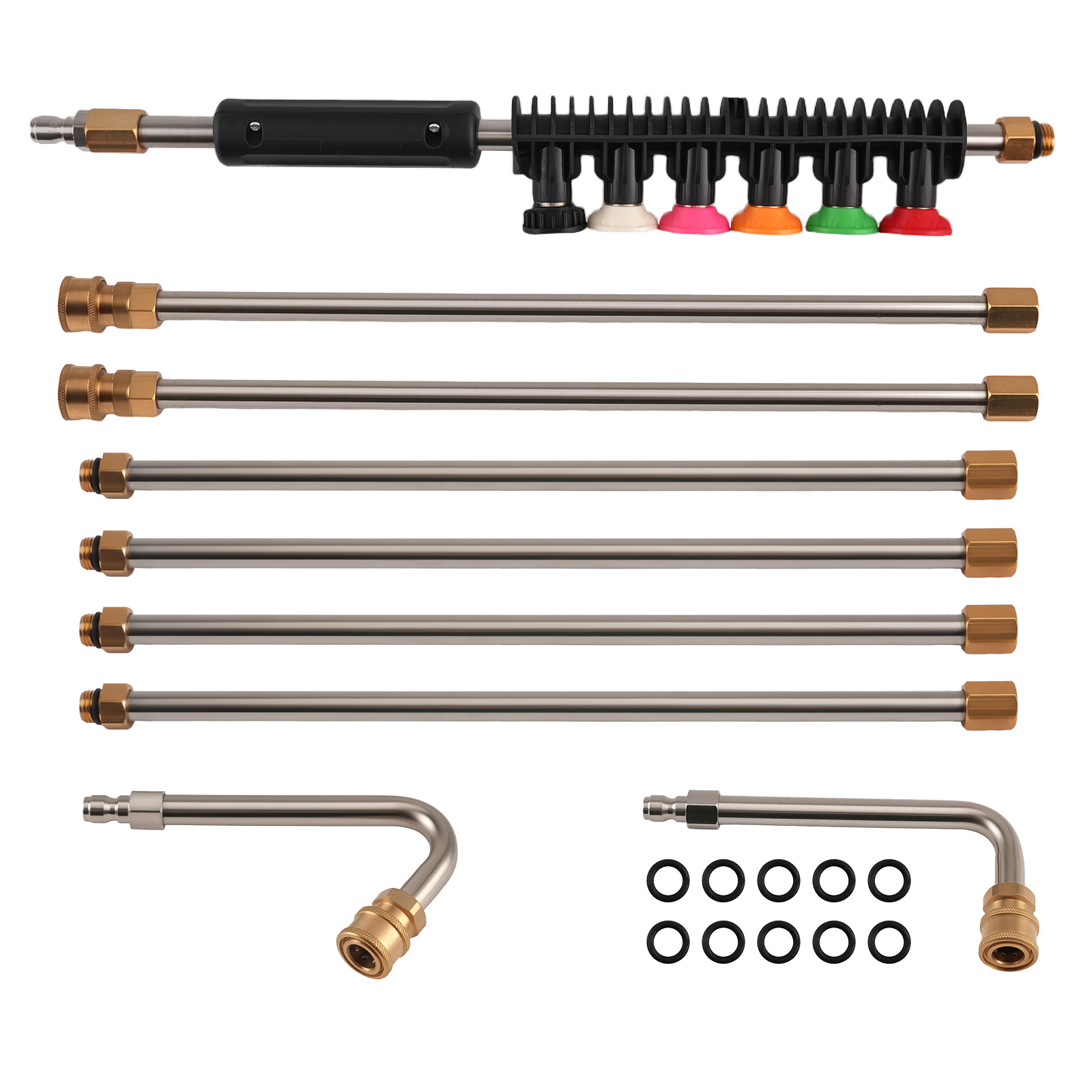 Pressure Washer Extension Wand 6 Tips Curved Wand for Pressure Washer Cleaning