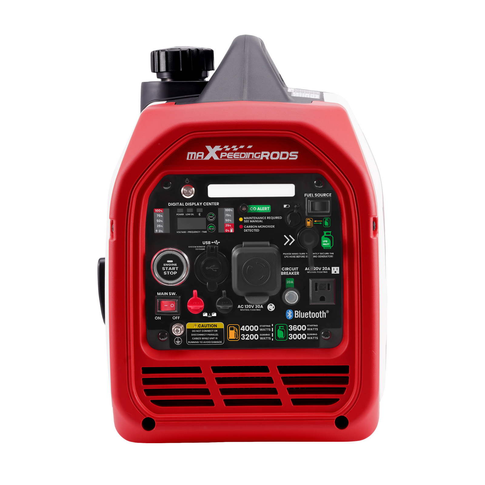 4000 watt Gasoline/LPG Inverter Generator Portable Quiet Bluetooth E-start 58dB