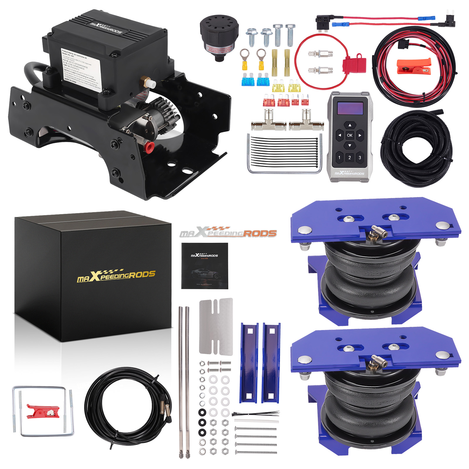 Air Suspension Kit + Air Controller Kit For Dodge Ram 2500 3500 RWD 03-2010