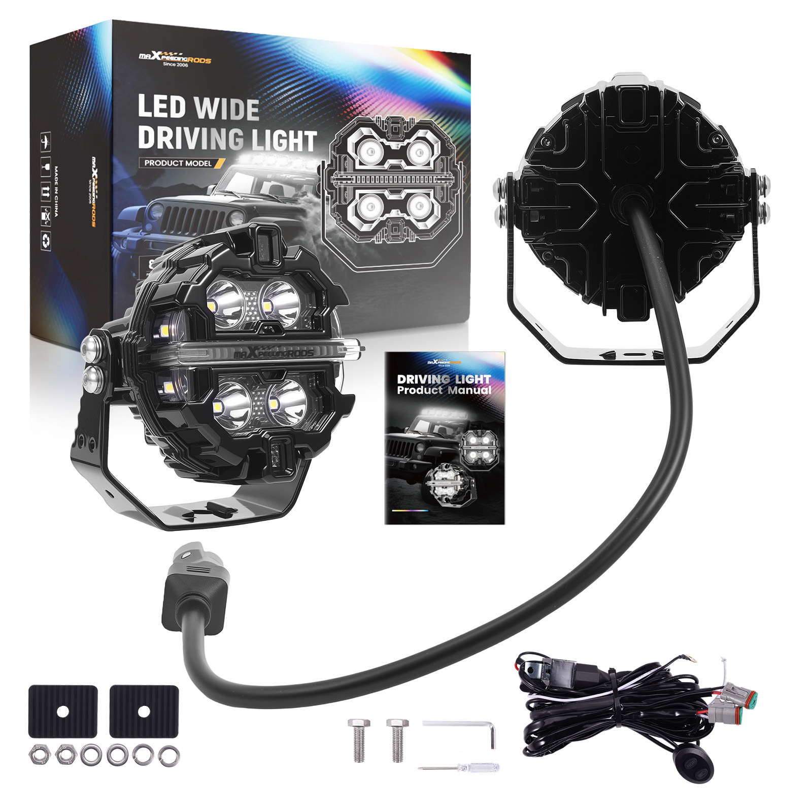 LED Driving Light Bar RGB DRL 19200LM For ATV UTV 4X4 Marine Off Road 19200LM