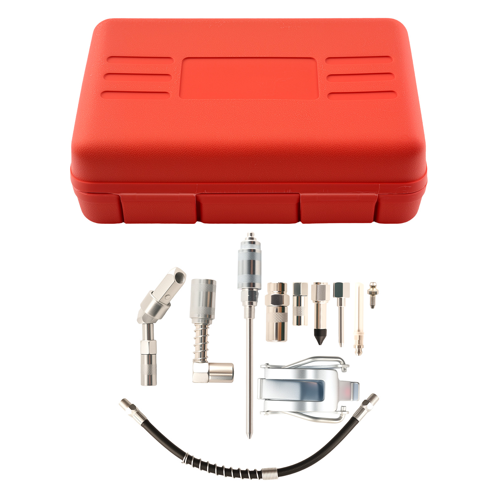 Complete Motorcycle Grease Gun Tool Kit 3000PSI with 9 Adapters and Holder