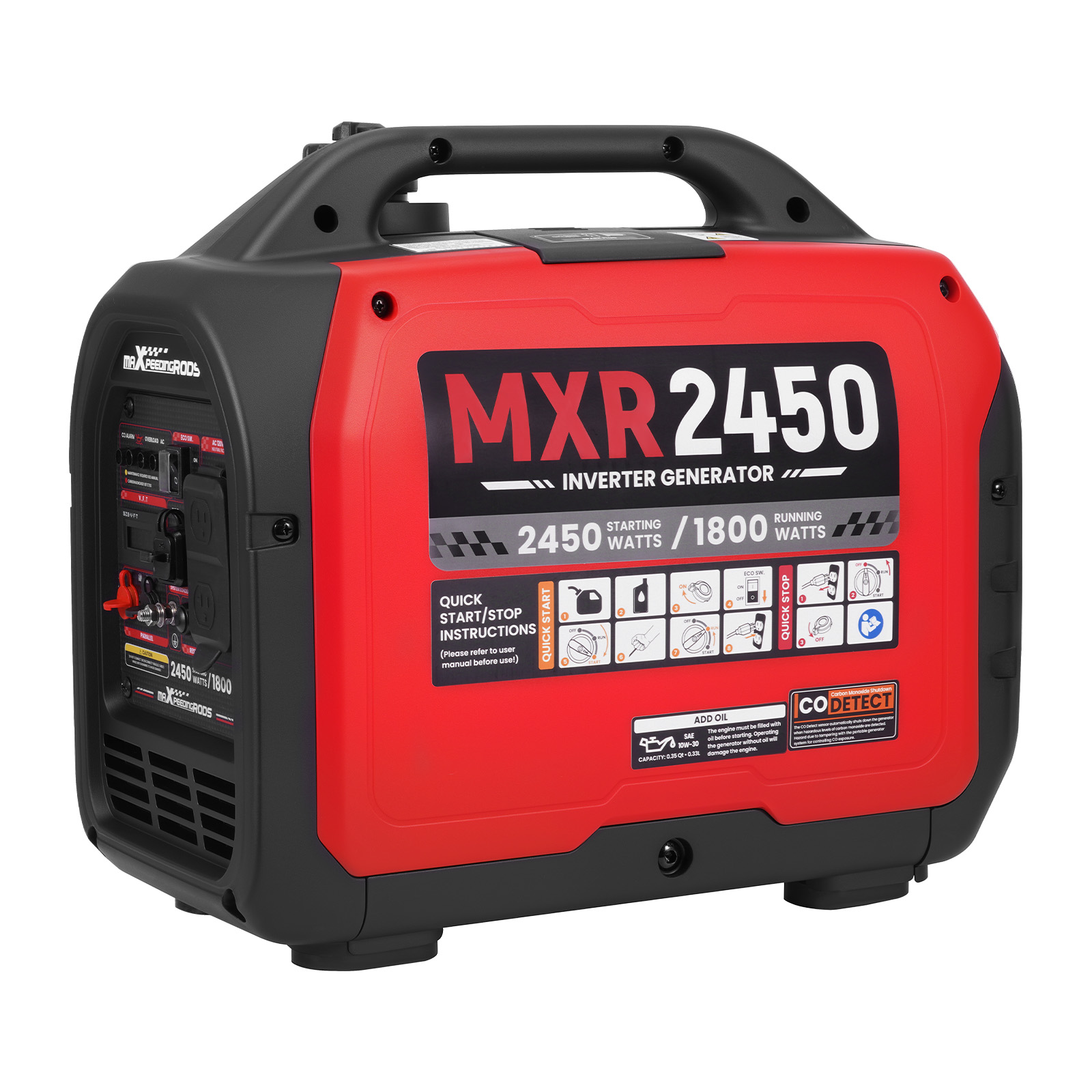 2450W Compact Inverter Generator – CO Auto Shutdown & Low Oil Alert for Outdoor