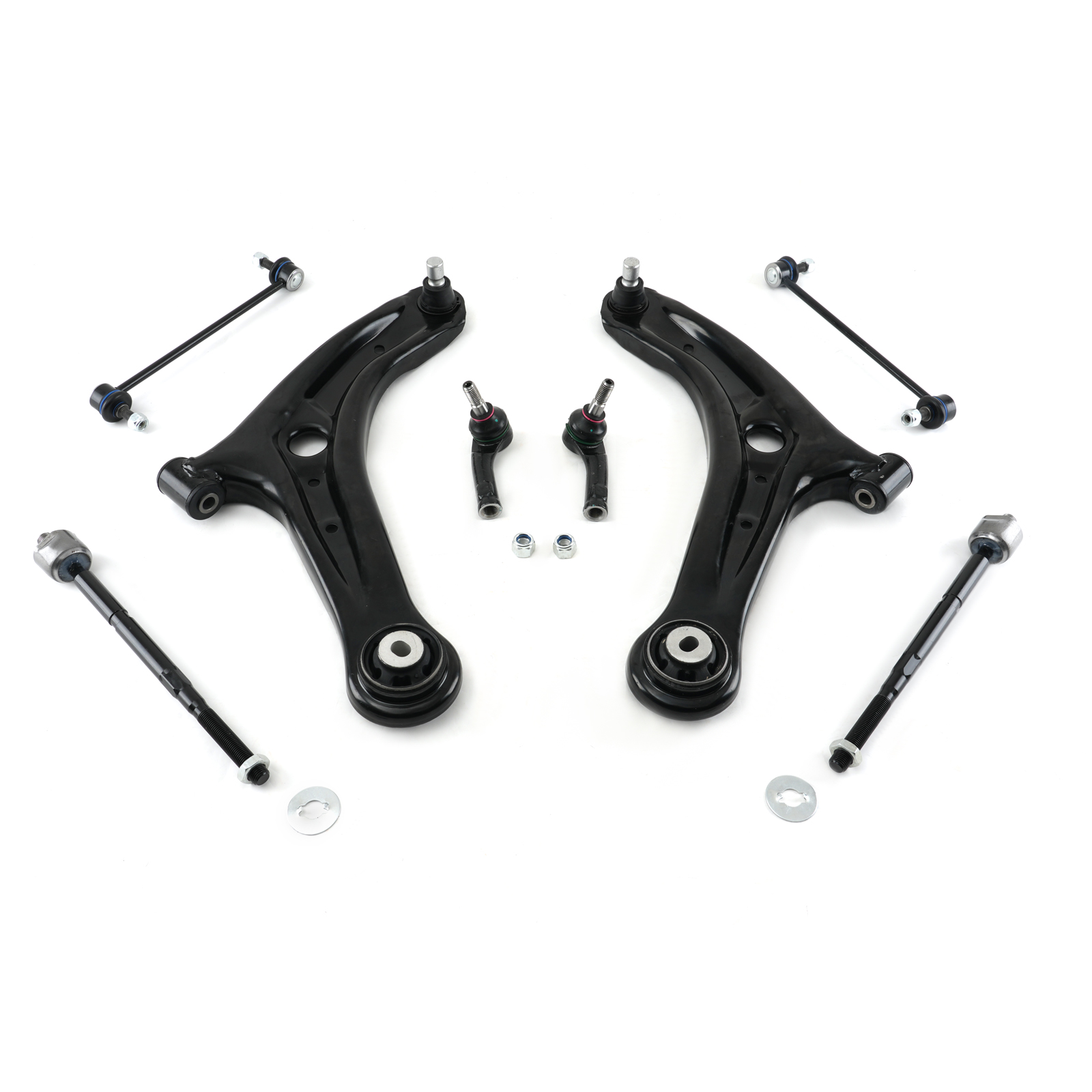 Front Lower Control Arms + Sway Bar Link +Tie Rods Kit for Ford Fiesta 2011-2019