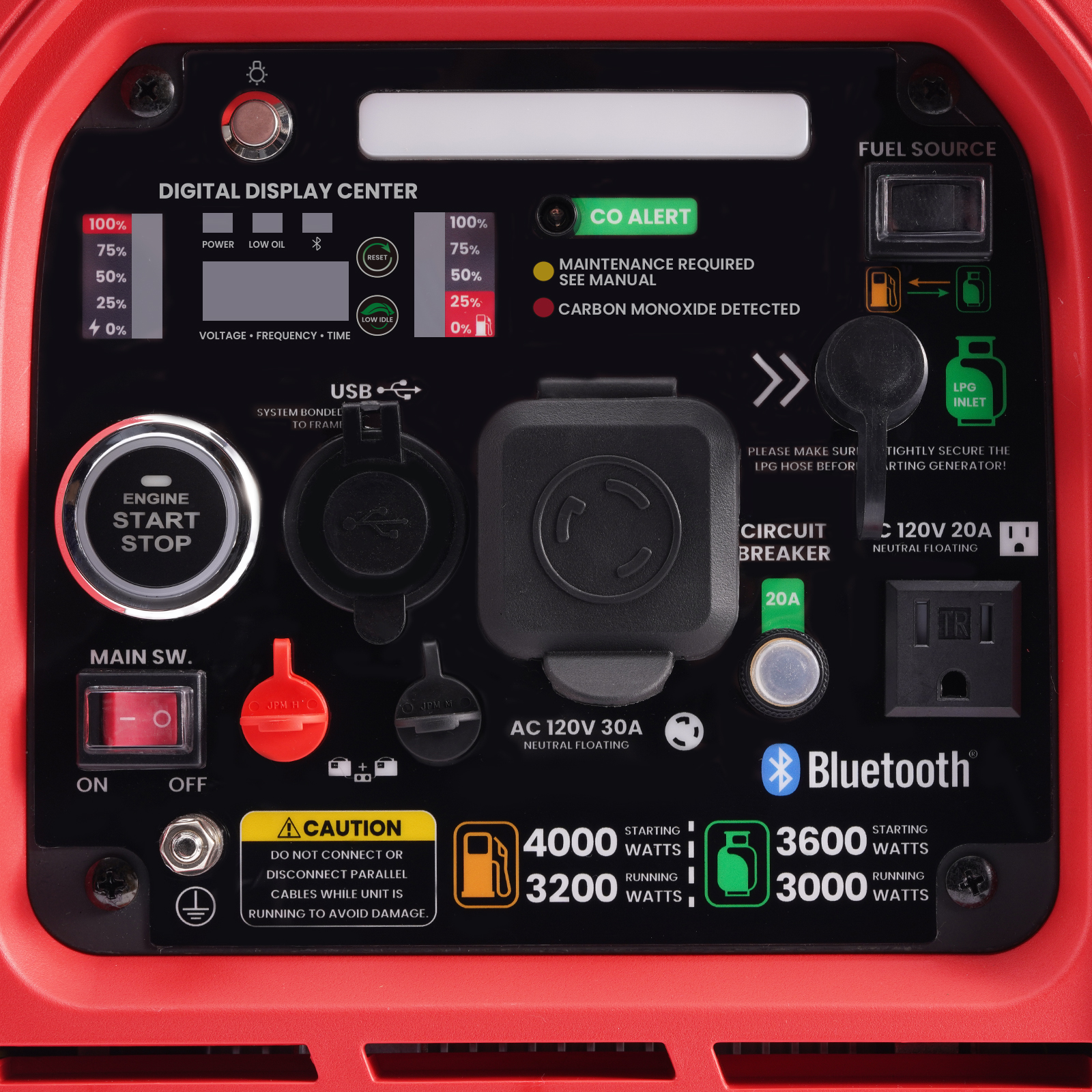 4000W Portable Super Quiet Dual Fuel Inverter Generator Bluetooth E-Start