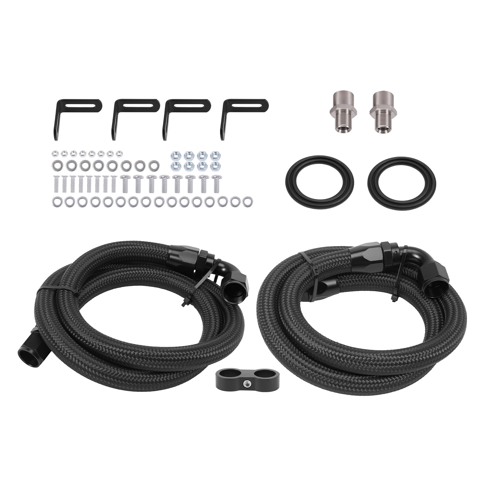 Oil Cooler Kit 30 Row Universal Transmission 10AN Aluminum Black Thermostatic