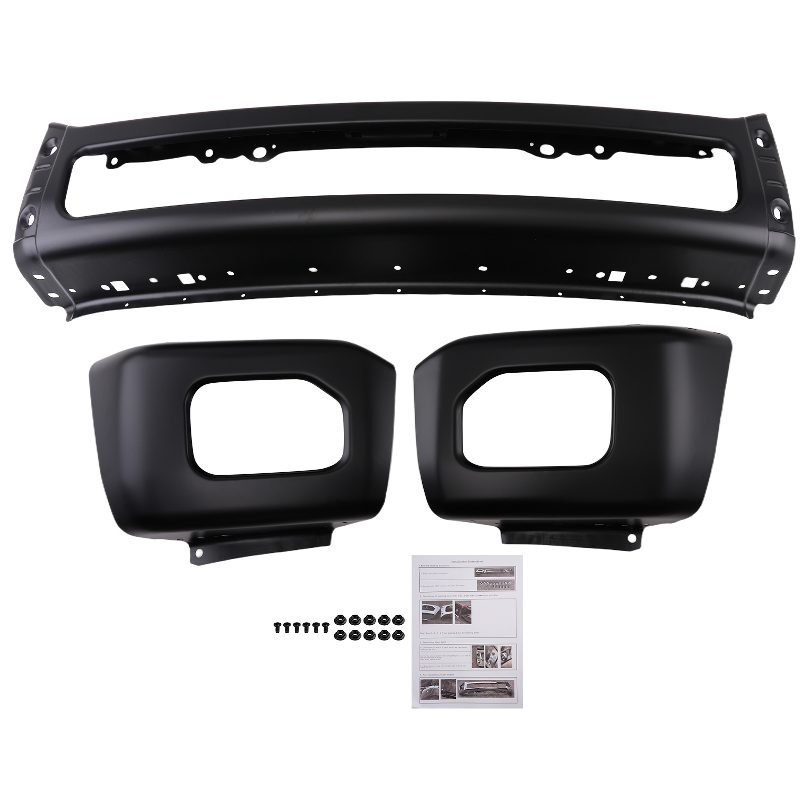 Front Black Steel Bumper Face for Ford F-250 F-350 Super Duty 11-16 Split