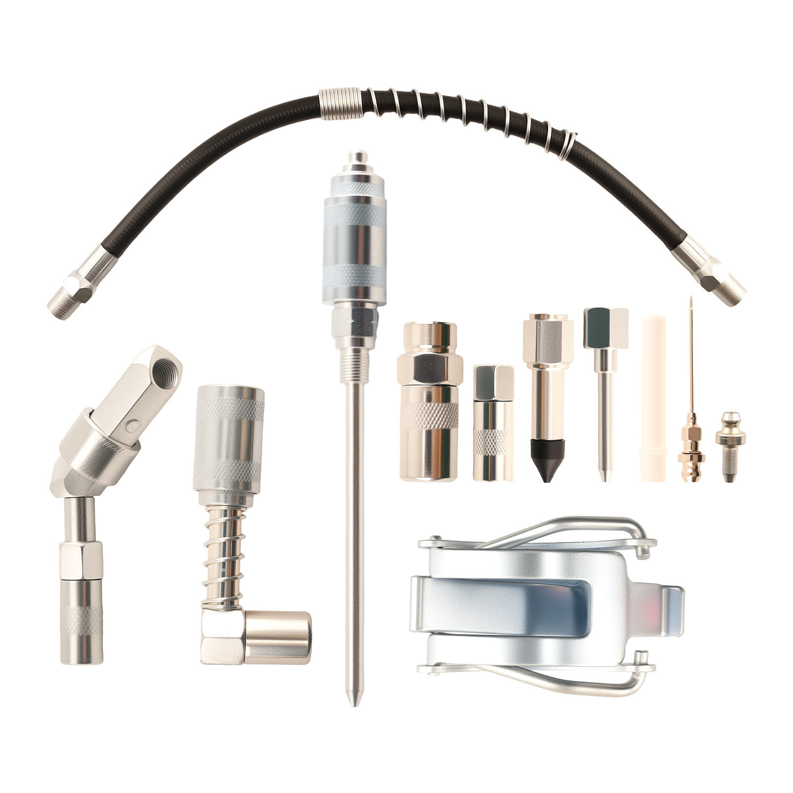 Complete Motorcycle Grease Gun Tool Kit 3000PSI with 9 Adapters and Holder