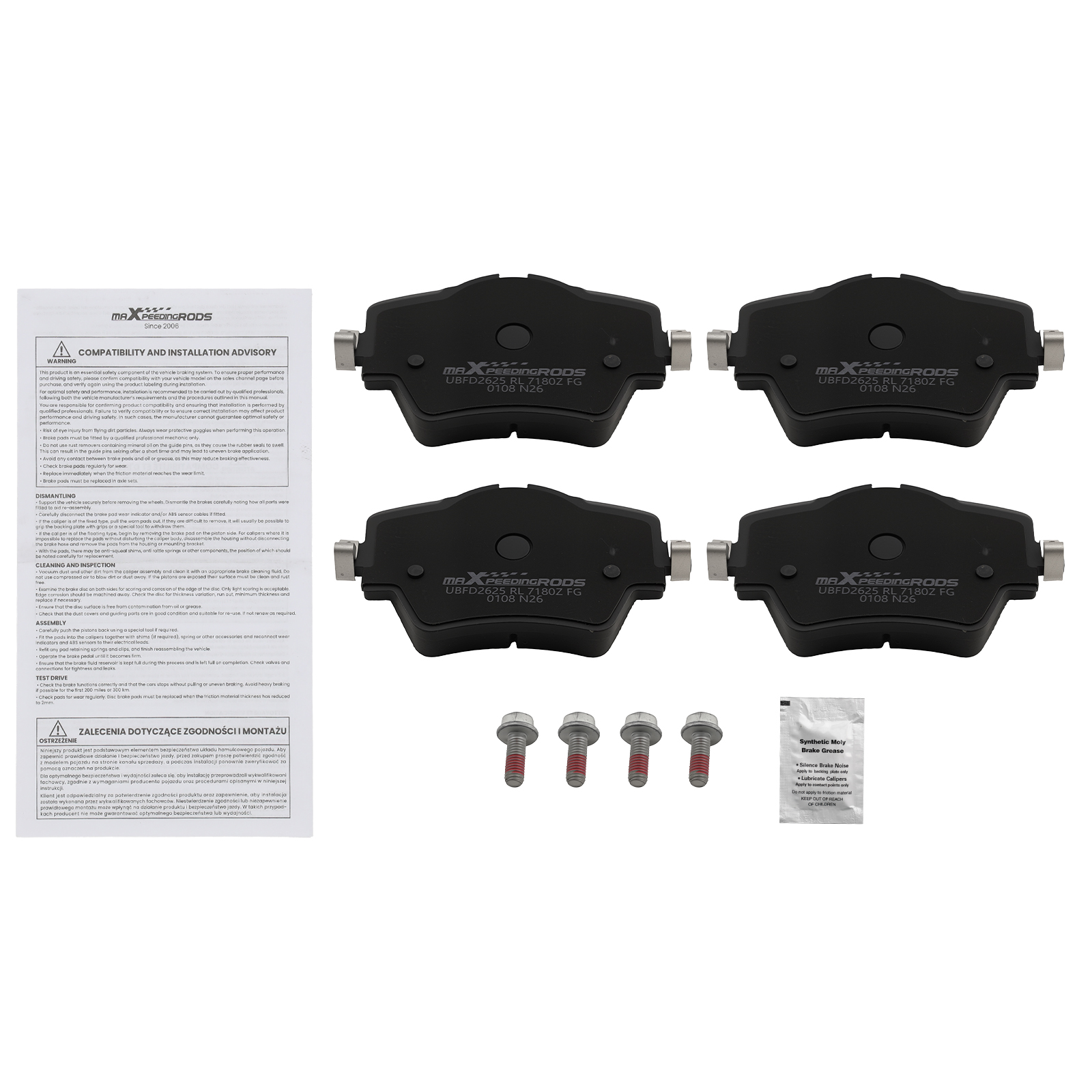 Front Left&Right Brake Pads Kit For Mini Cooper Clubman 2016-22/Toyota GR Supra