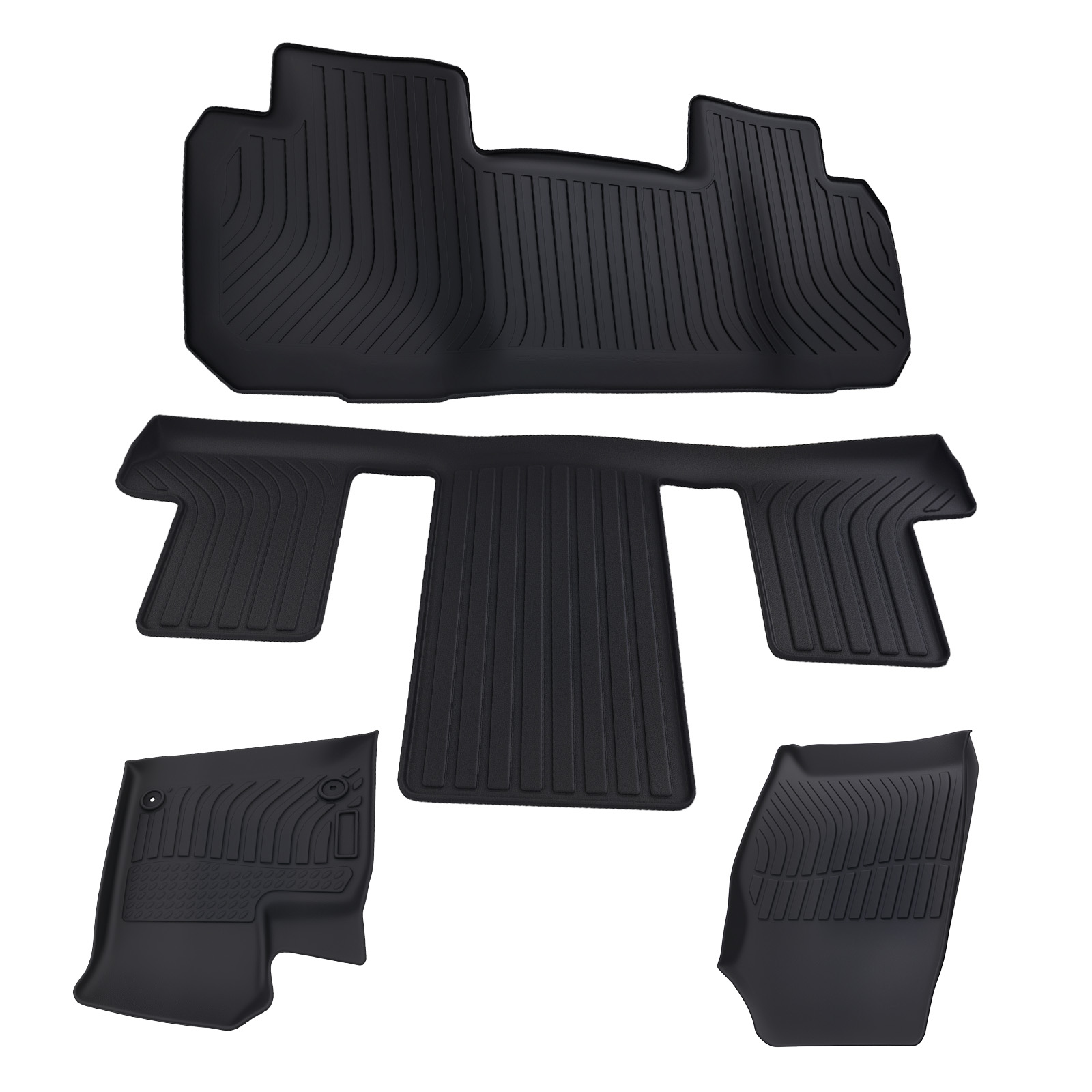 Black TPE Carpet Floor Mats for Chevrolet Traverse 2018-2025 7 Seat Custom