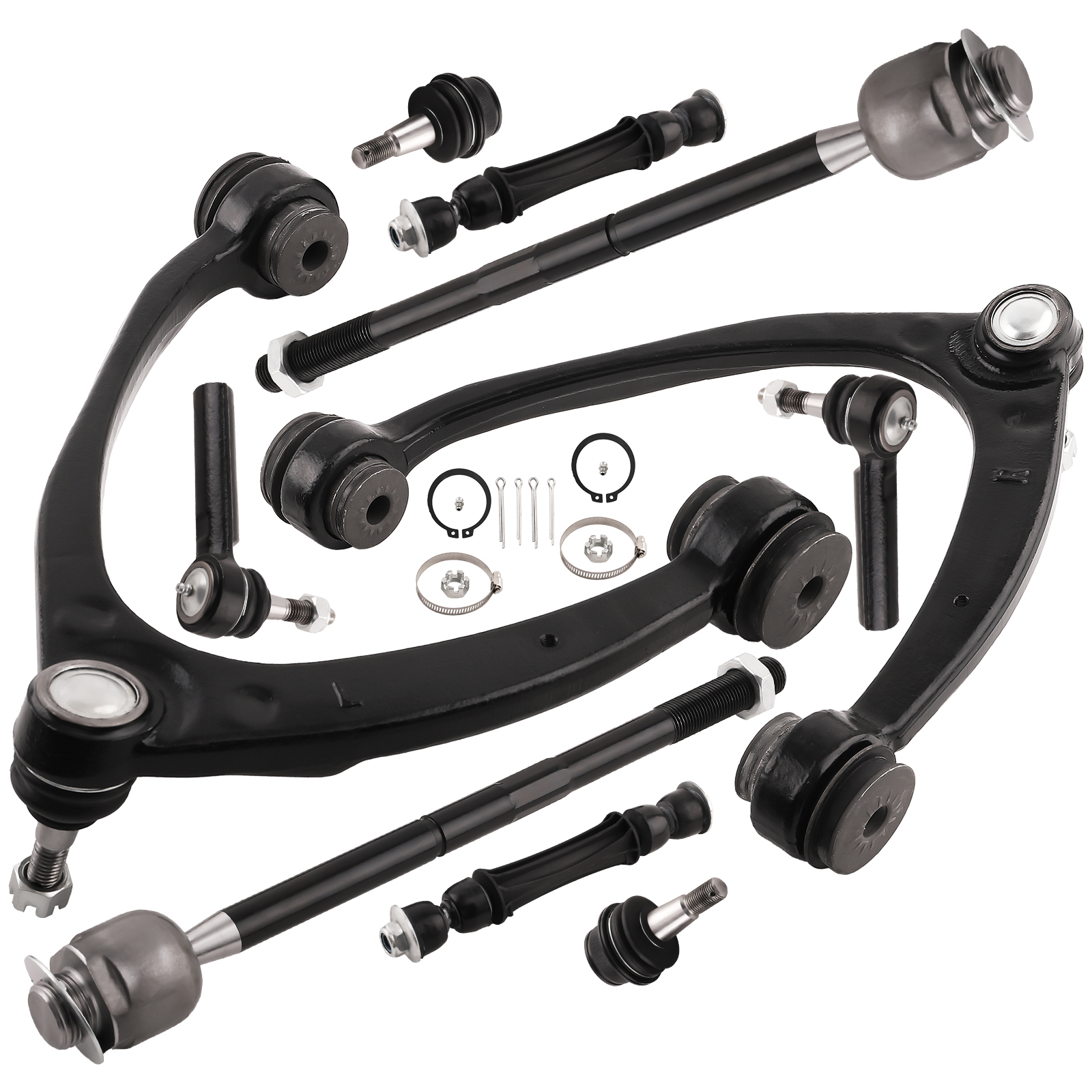 12x Front Upper Control Arms Tierods Kit For 2007-13 Chevy Silverado Sierra 1500
