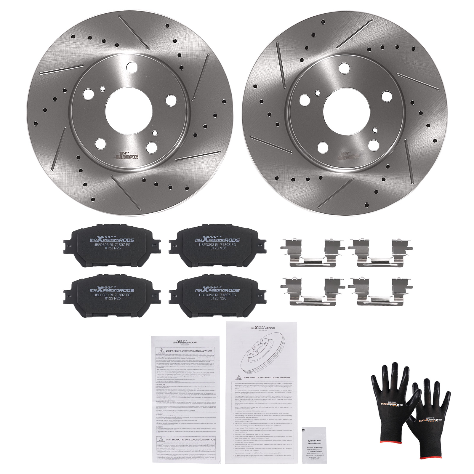 Front Left&Right Brake Rotors Ceramic Pads for Toyota Camry 2002 2003 2004-2006
