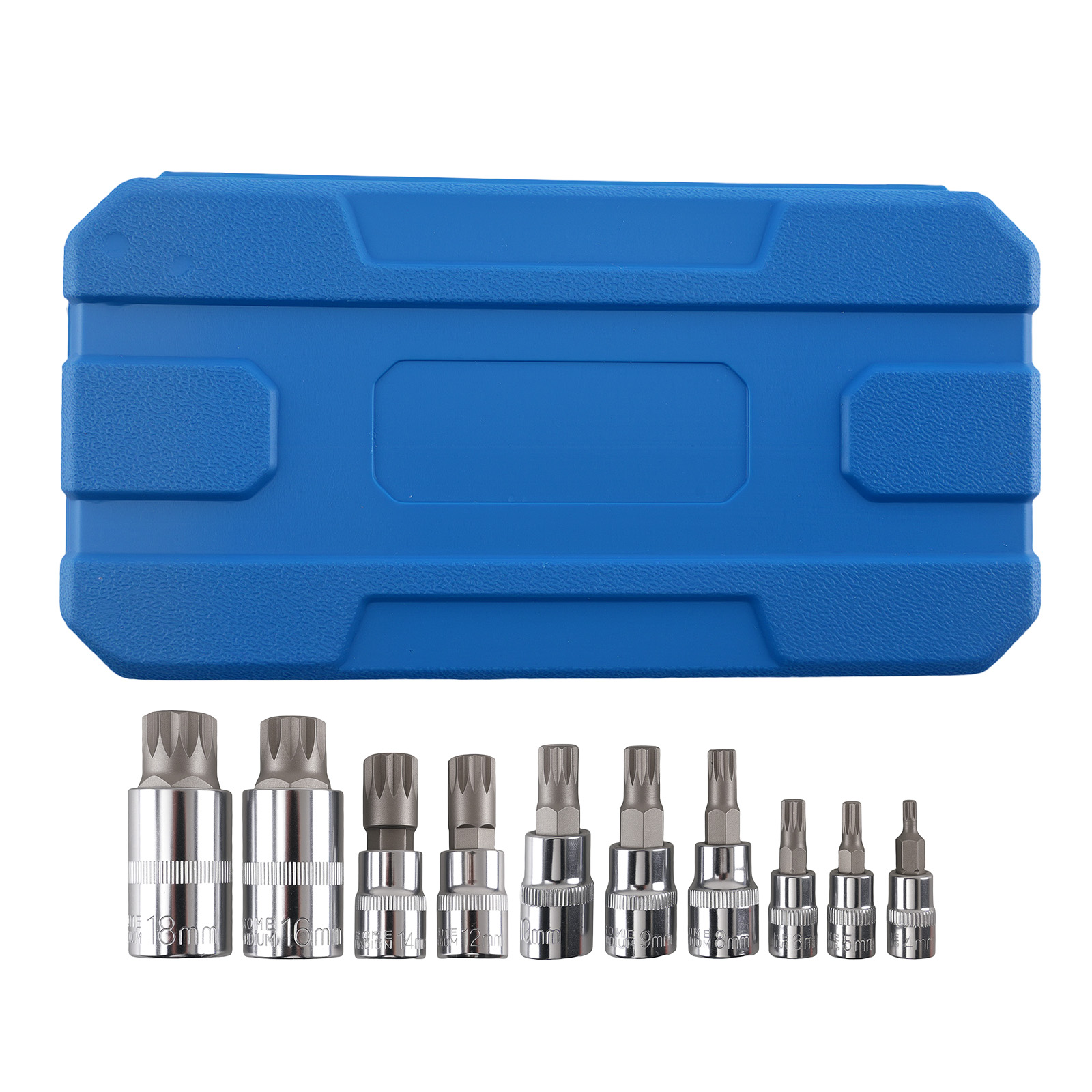 10PC Spline Bit Socket Triple Square 1/4 3/8 1/2 Drive M4-M18 CRV