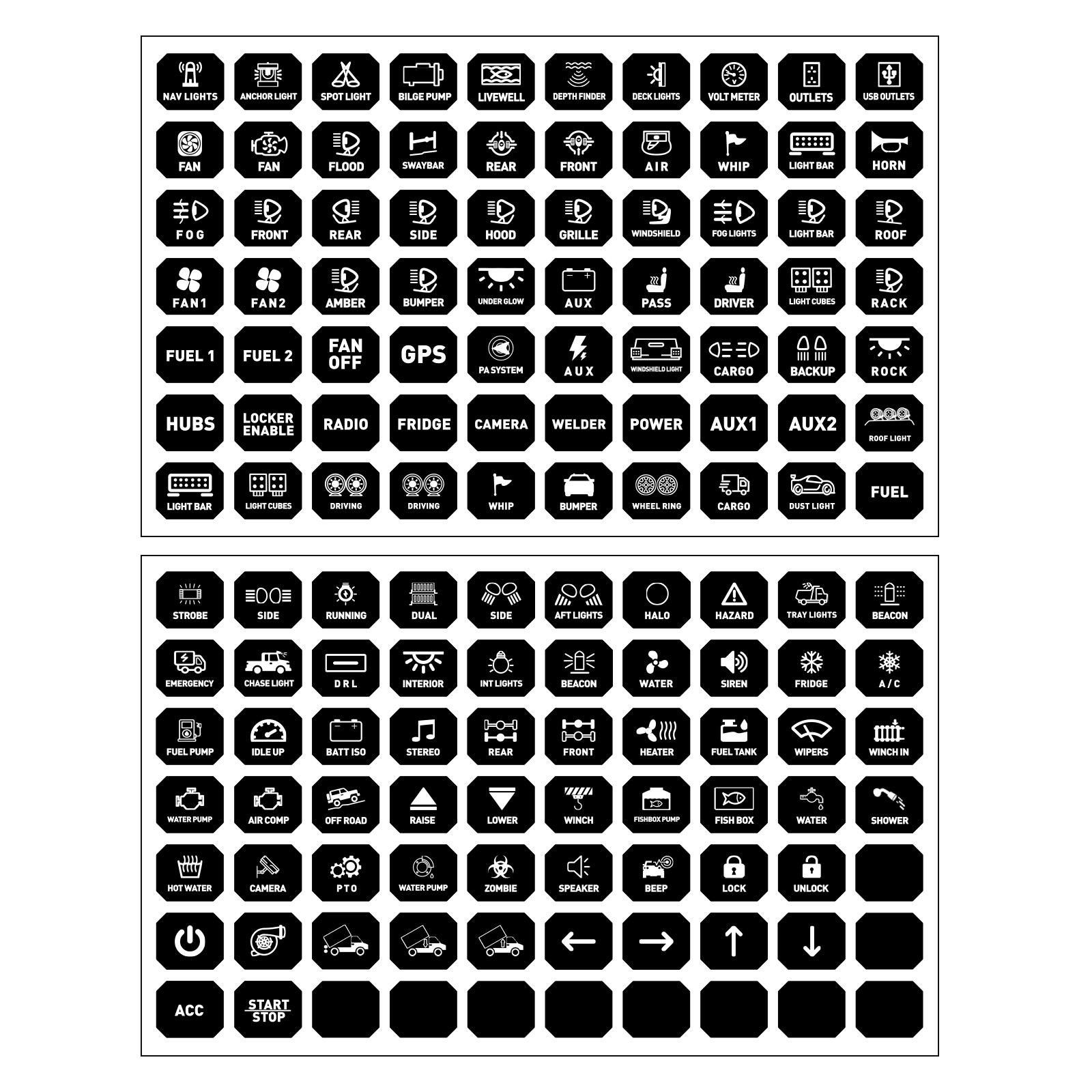 12 Gang Touch Panel für Offroad Fahrzeug LKW SUV 960W Wasserdicht IP67 Schwarz