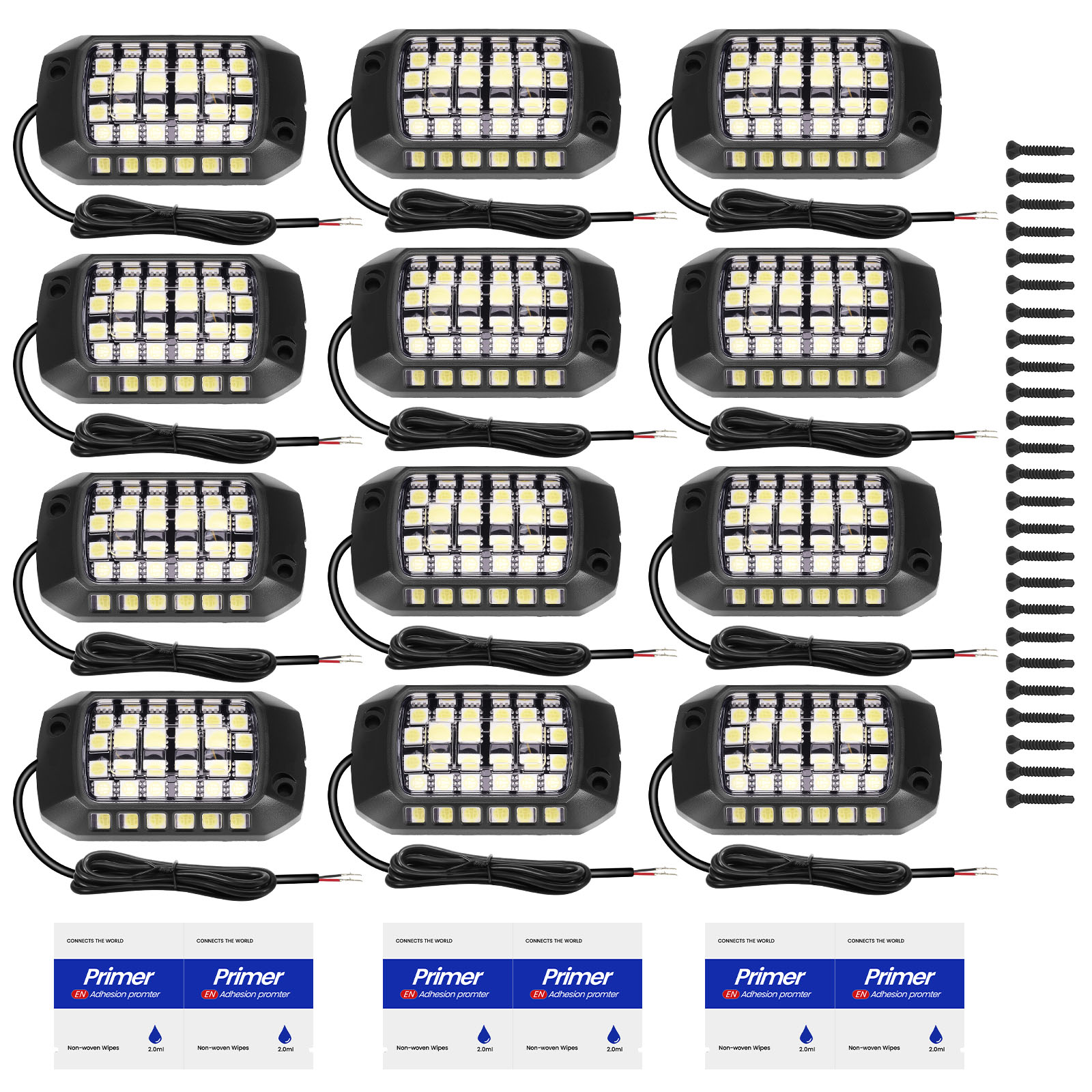 Universal Rock Lights 12 Pods For Truck ATV UTV SUV Jeep White 6000K Waterproof