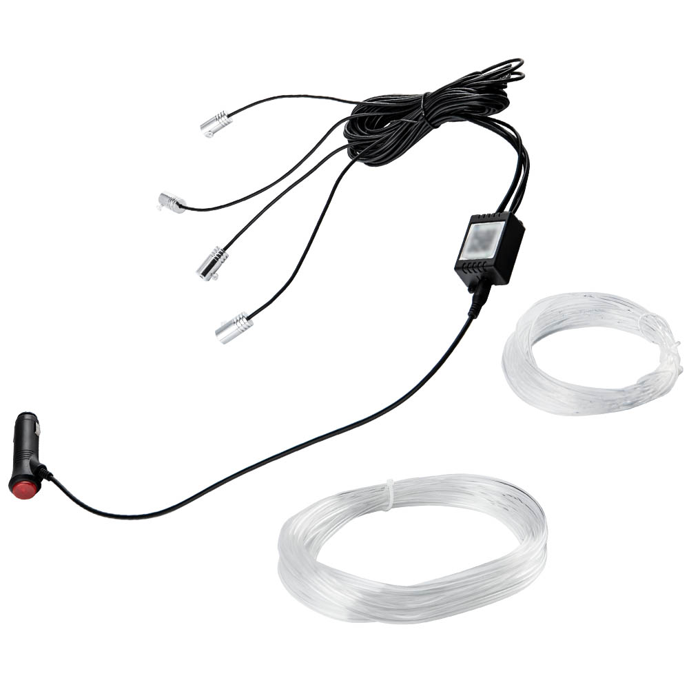 12V 4M RGB LED Car Interior Fiber Optic Neon Wire Strip Atmosphere Light Kit APP
