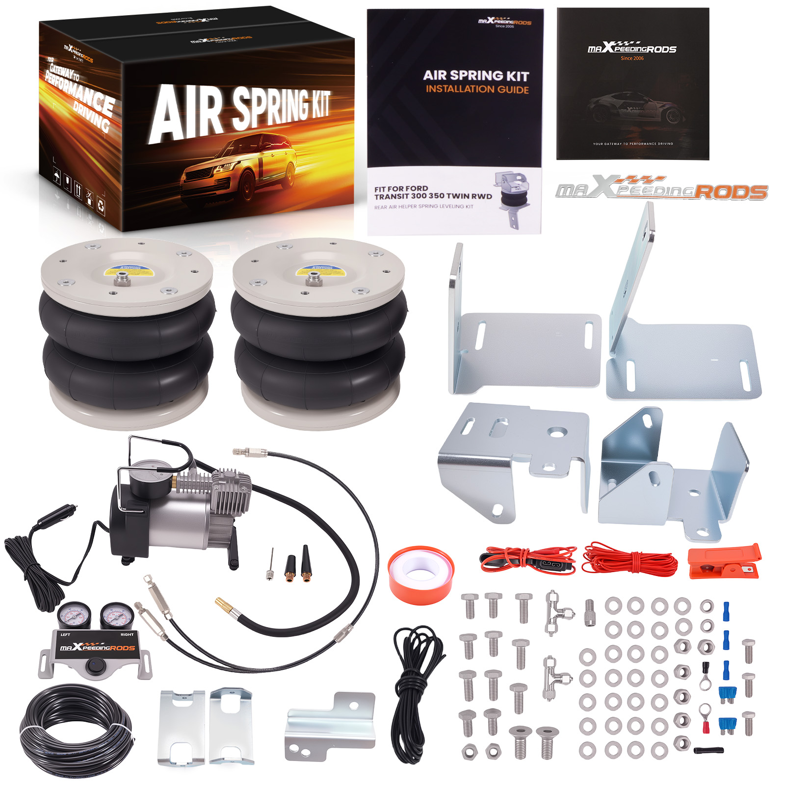 Luftfeder Hinten mit Zwei-Kreis-System Kit for Ford Transit TWIN 350 RWD 2001-