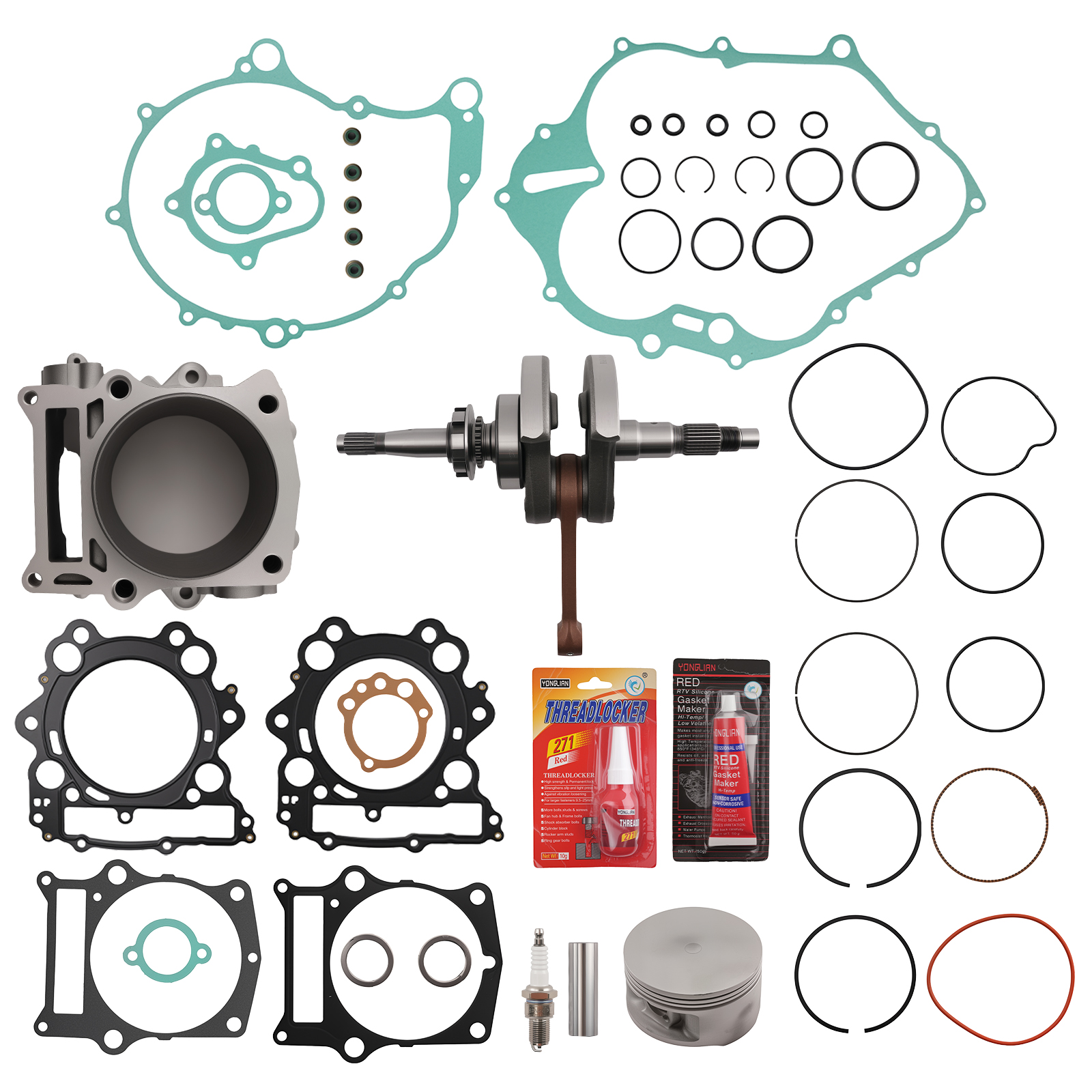 Engine Rebuild Kit w/ Crankshaft Piston & Gaskets for Yamaha Grizzly 660 ATV