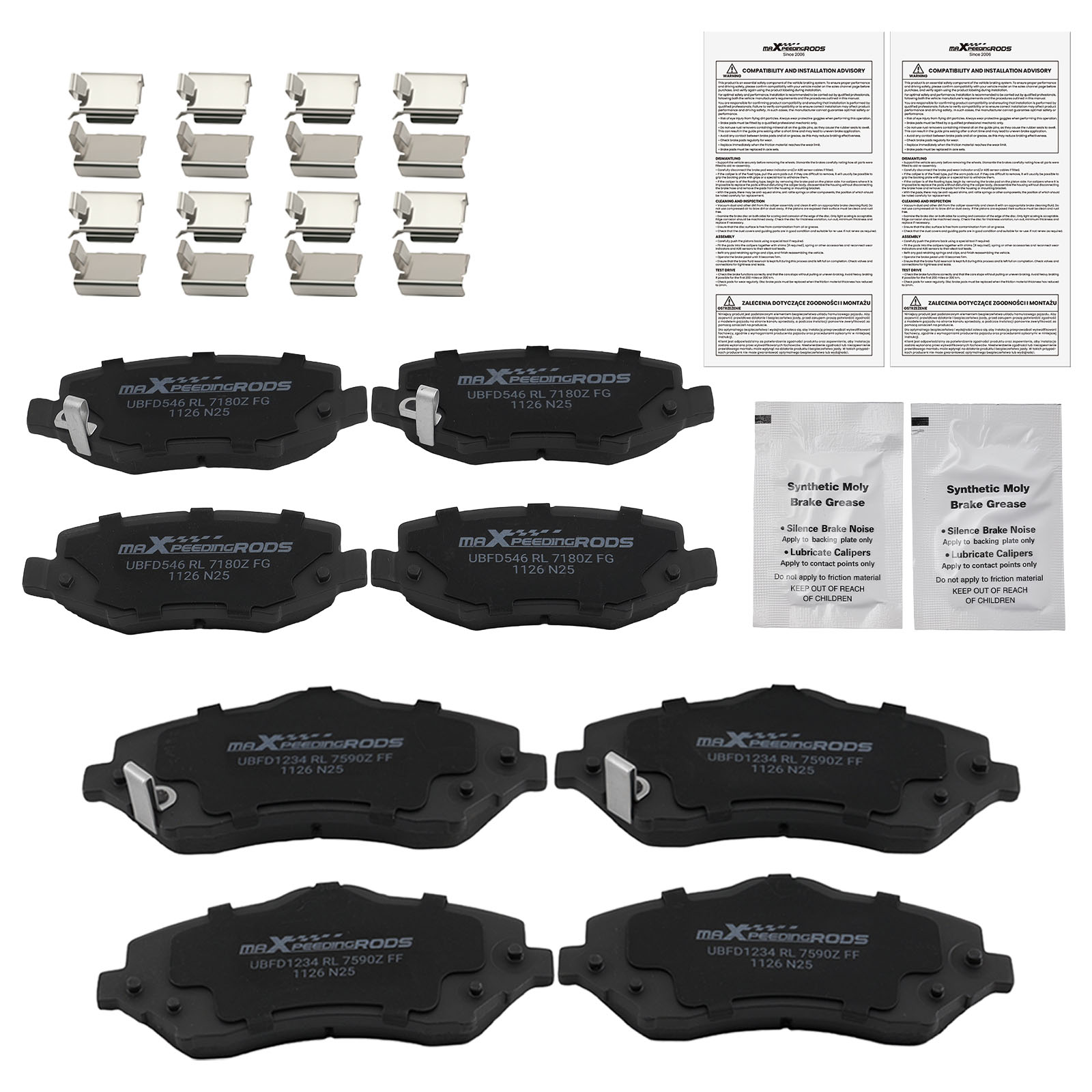 Front Rear Left&Right Brake Pads Set for Dodge Nitro 2007-12/Jeep Liberty 08-12