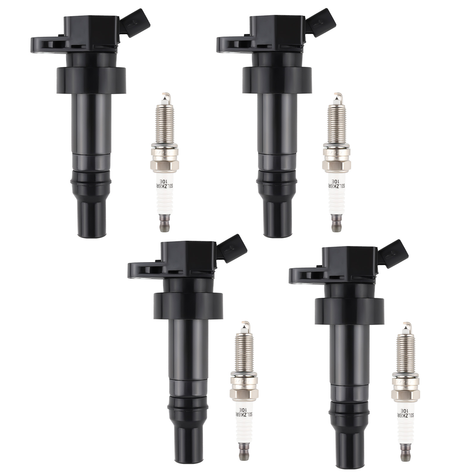 4 PCS Ignition Coils + 4 PCS Iridium Spark Plugs Set for Hyundai Accent Kia Rio