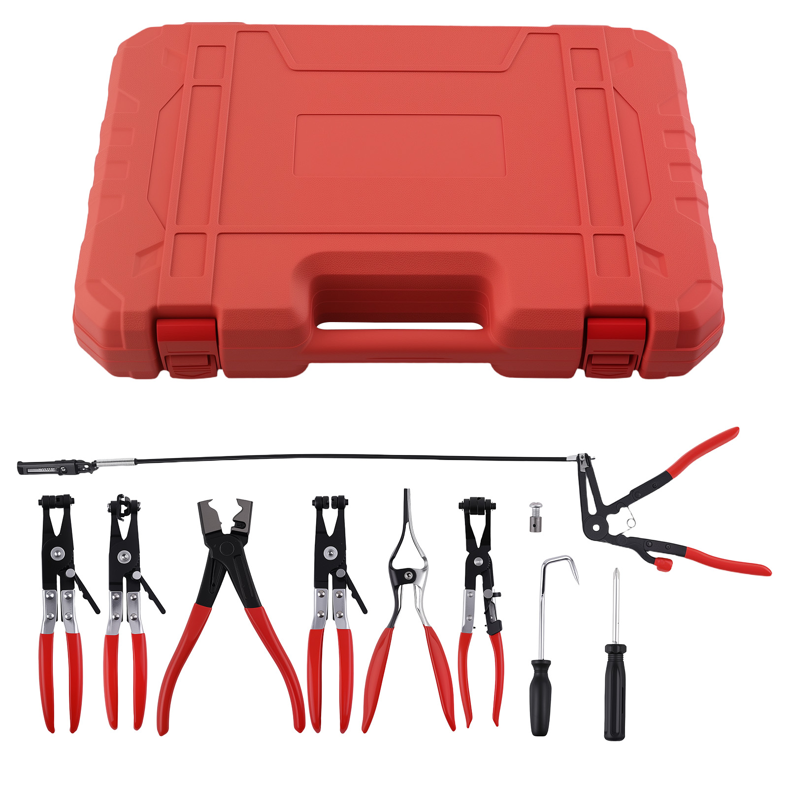 9PCS Hose Clamp Pliers Set for Car Radiator & Fuel Oil Line Removal Kit