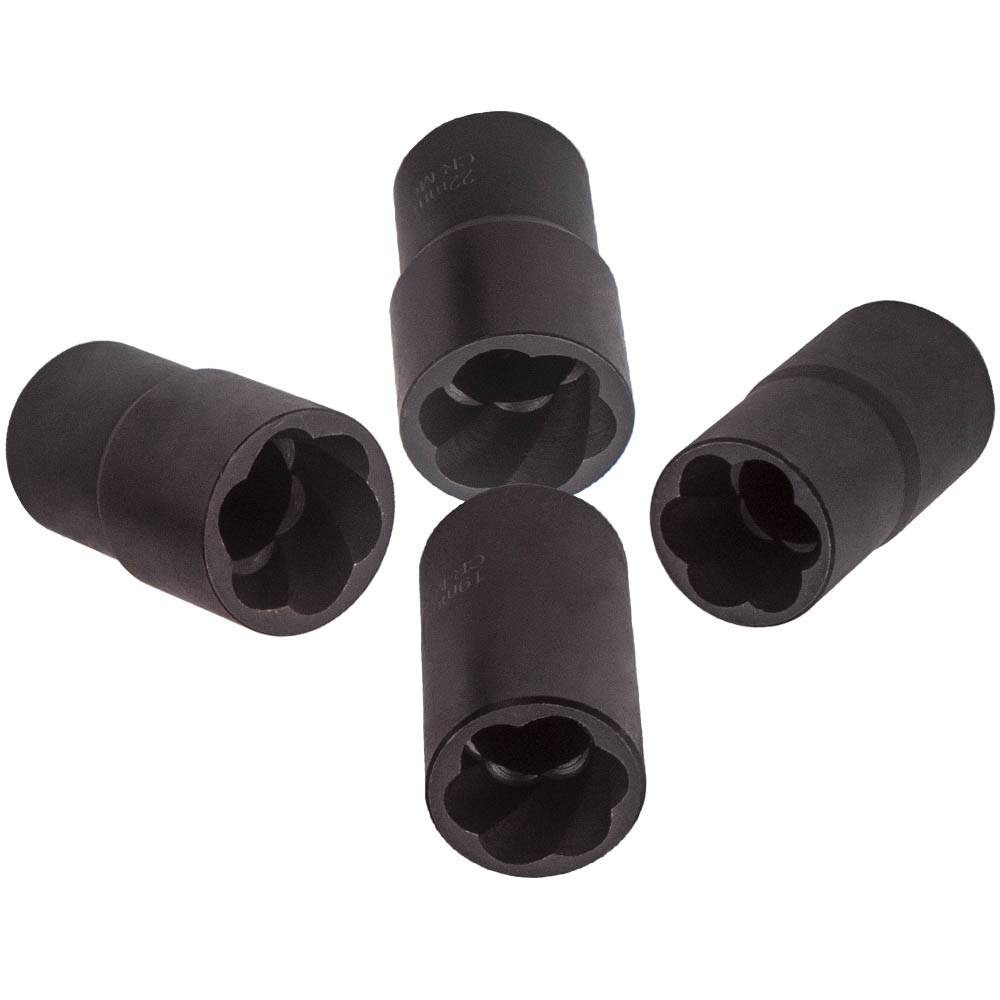 5PCS Twist Socket Lug Nut Lock Remover Extractor Tool Kit 17mm 19mm 21mm 22mm