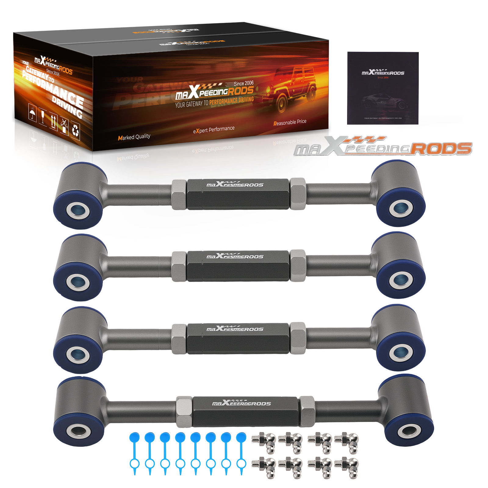 4pcs Alignment Kit Rear Camber Toe Arms 300-340MM for 1998-2002 01 Honda Accord