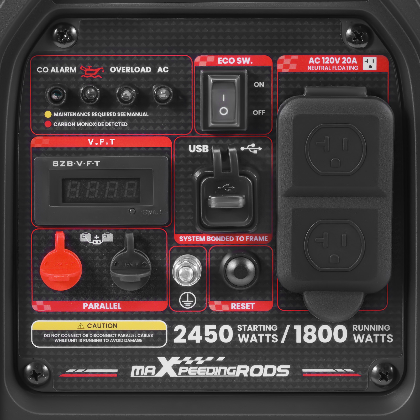 2450W Compact Inverter Generator – CO Auto Shutdown & Low Oil Alert for Outdoor