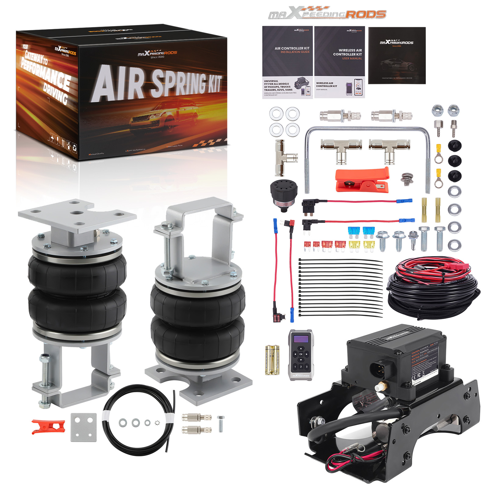 Air Spring Bag Kit + Wireless Compressor For Ford Ranger Mazda BT-50 2012-2020