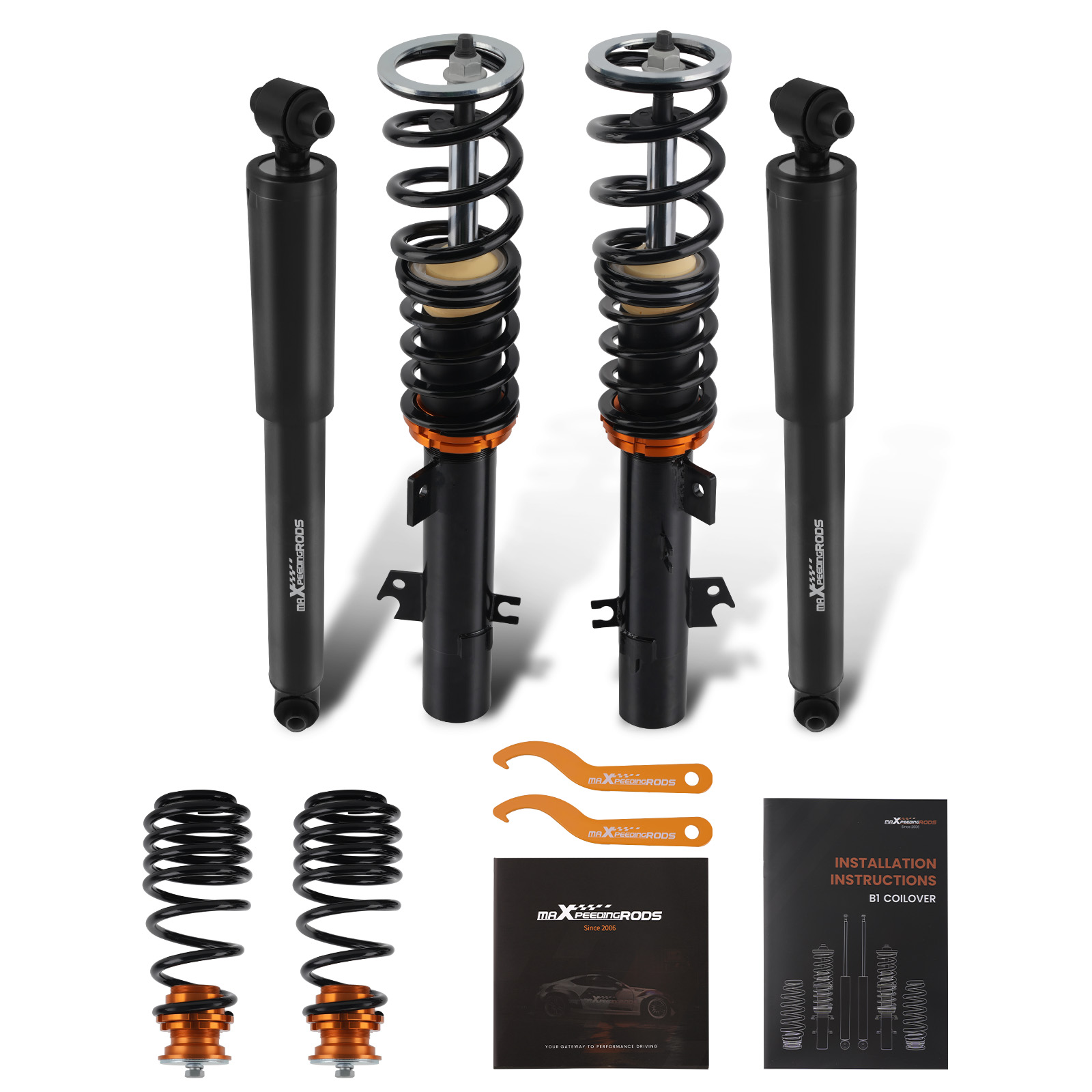 Gewindefahrwerk for Peugeot 207 2006-2014 Höhenverstellbar 0-25mm Coilover