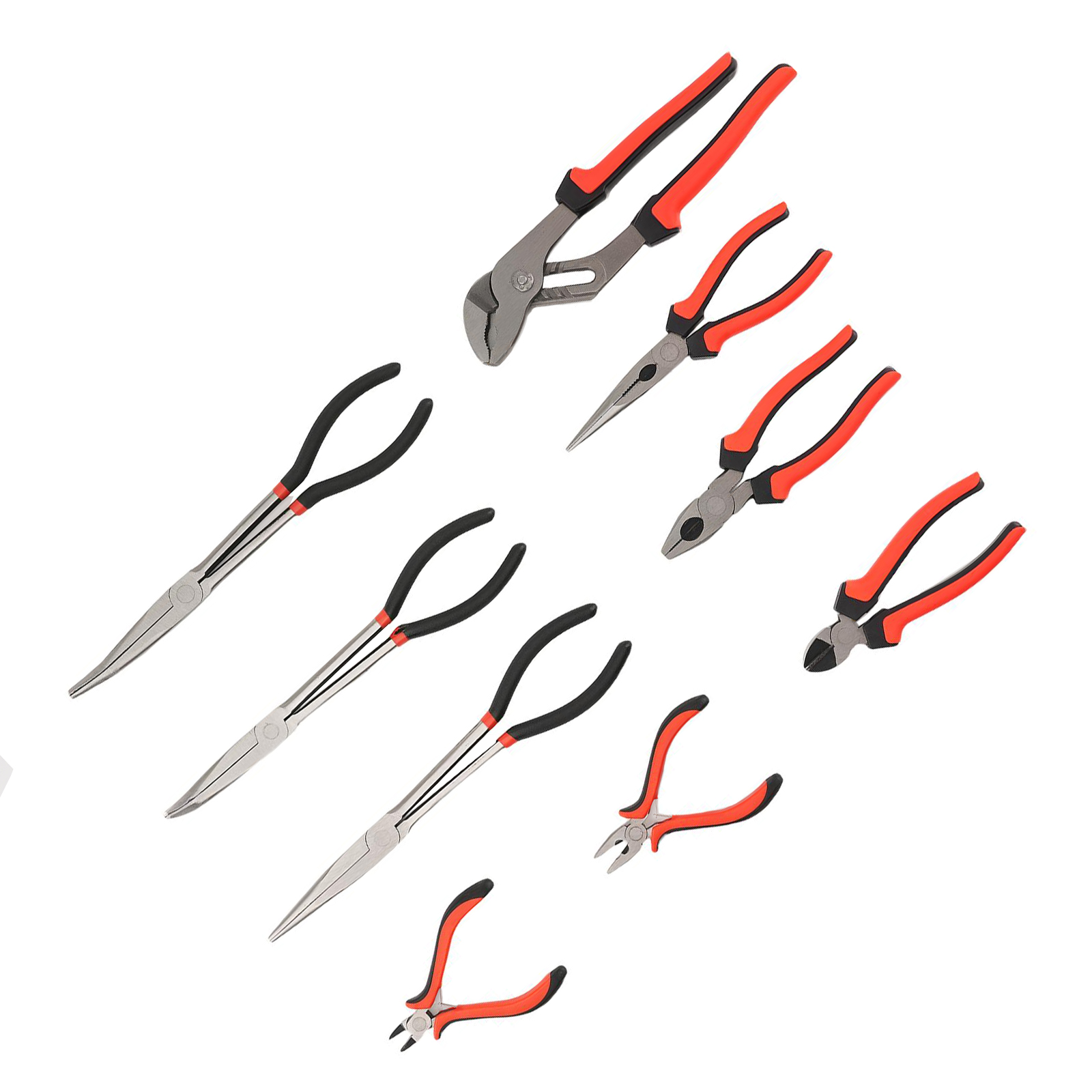 9X Mechanic Pliers Tool Set W/ Storage Tray Long Nose Combination Side