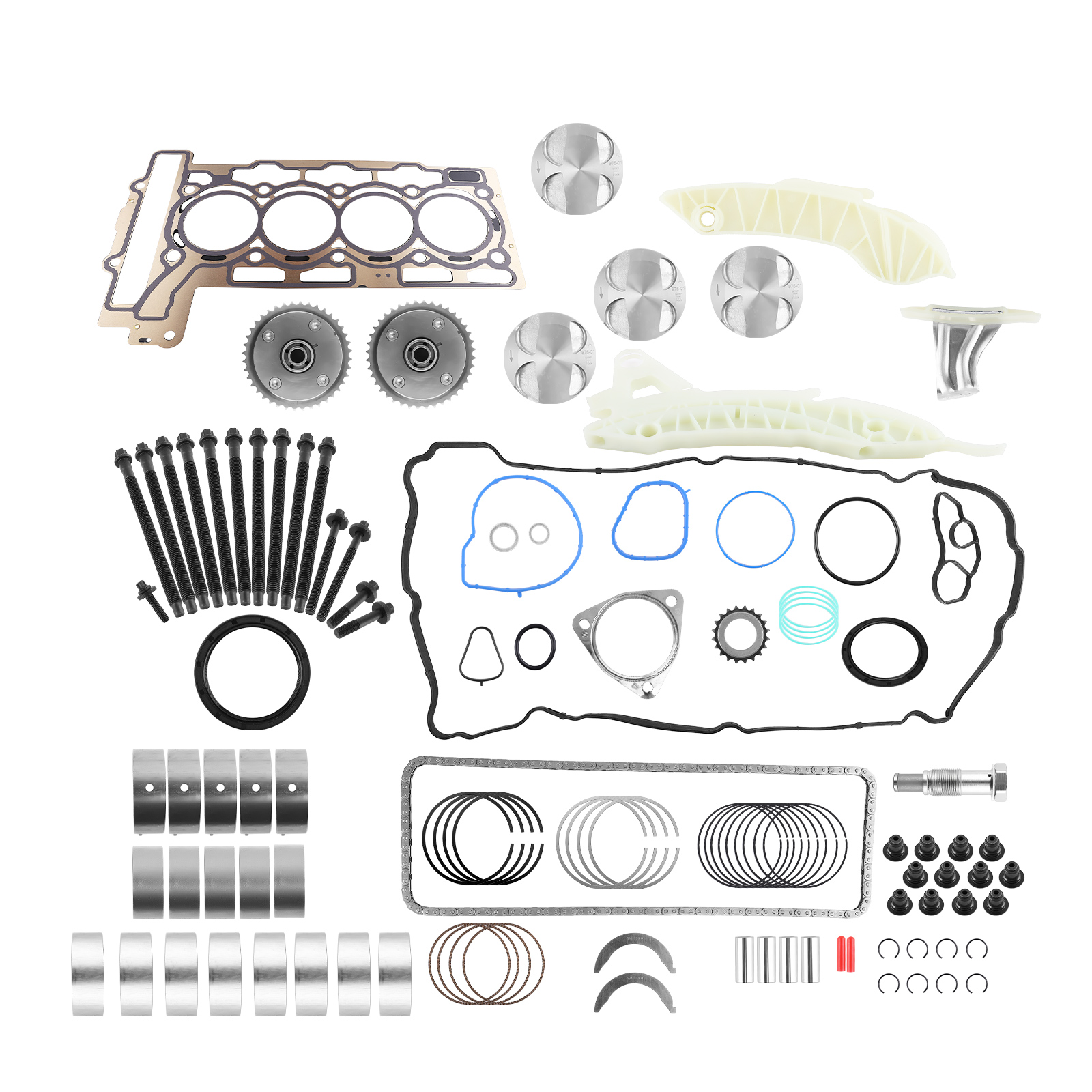 Engine Pistons Gasket Bearings Kit & Timing Chain Kit for Mini Cooper N12 N16