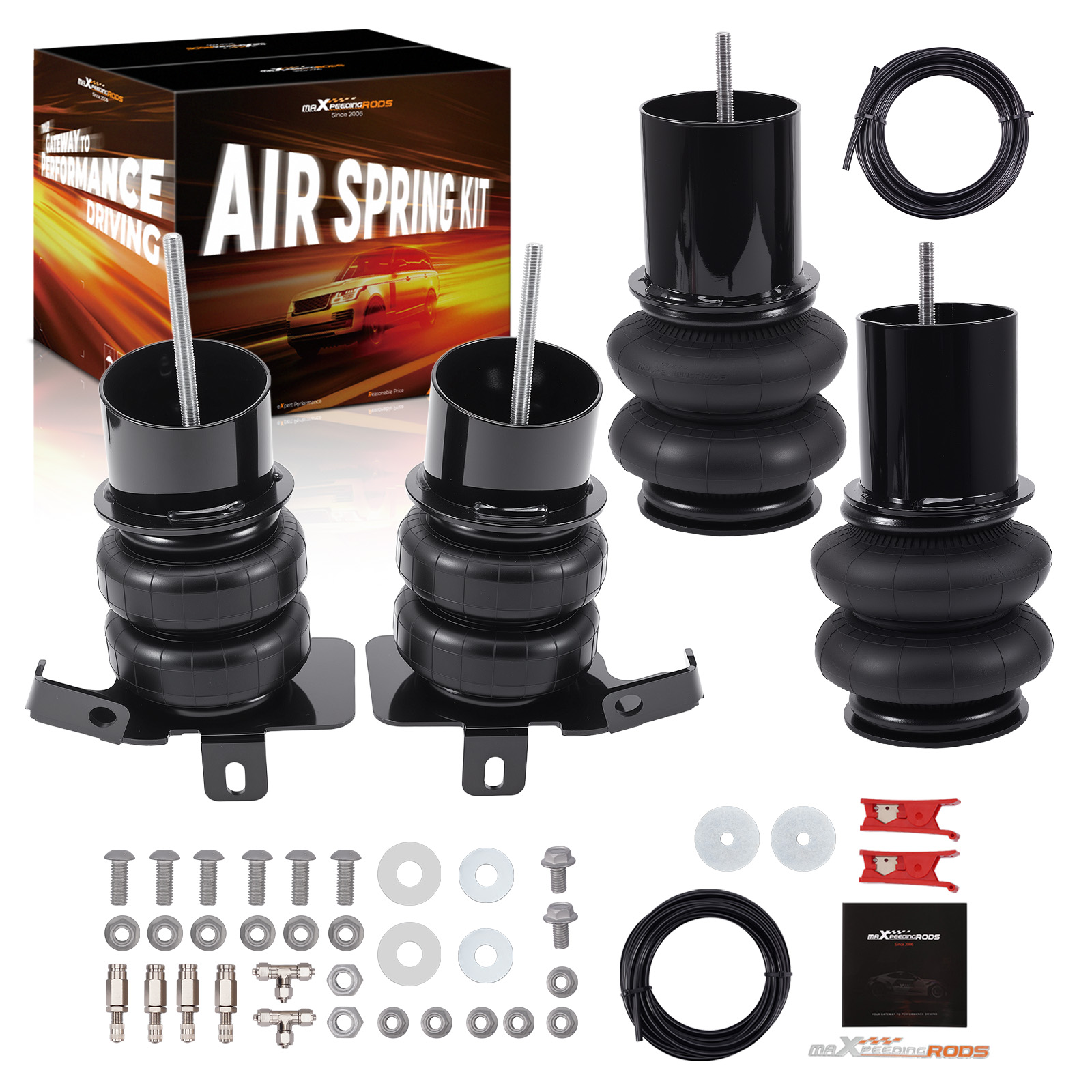 Front Rear Air Ride Suspension Brackets & Bags For Chevy Impala Biscayne 1965-70