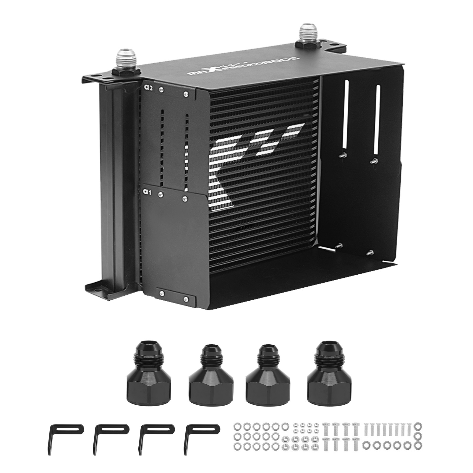 30 Row Aluminum Transmission Oil Cooler Kit AN10 Universal with Air Guide