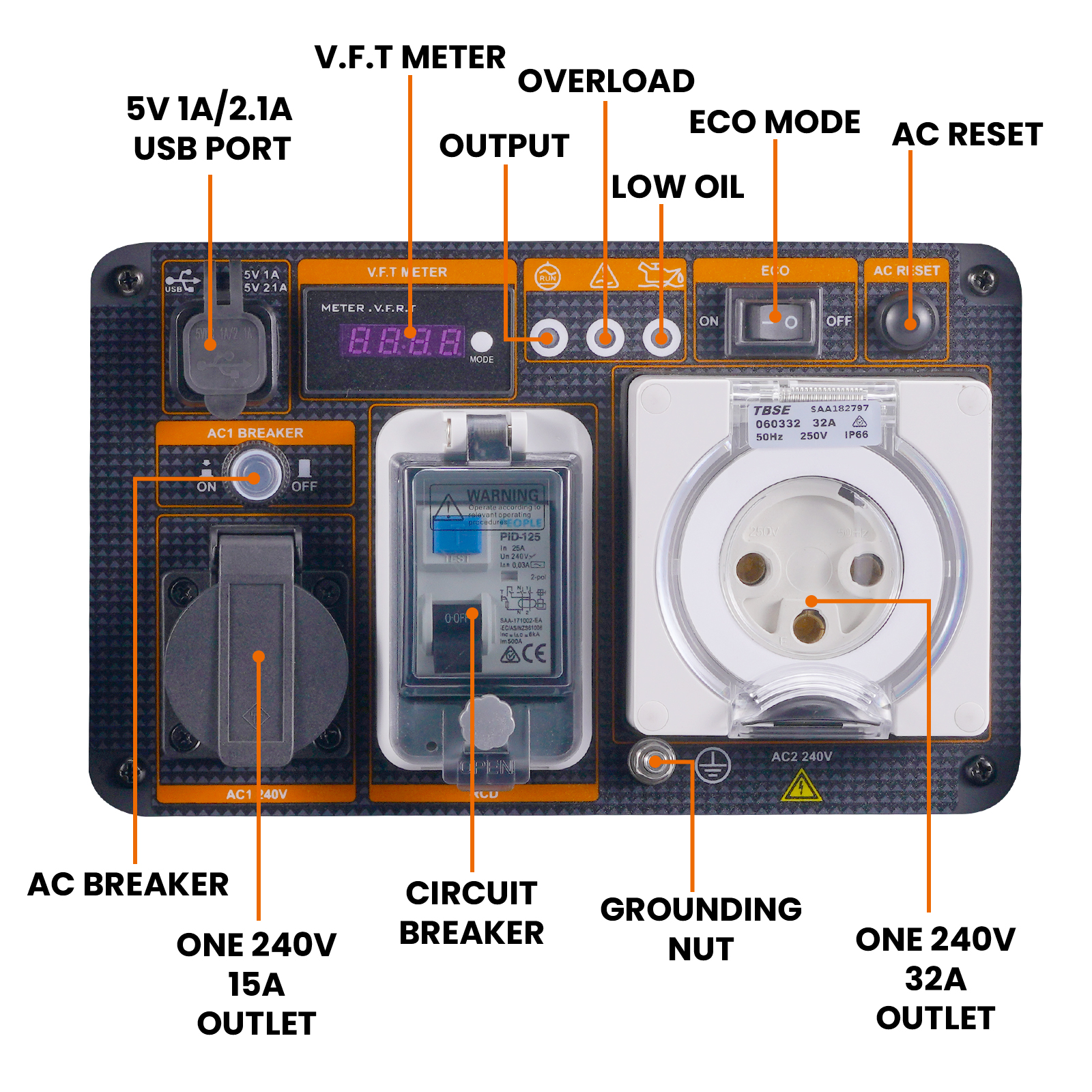 Inverter Generator 5500W Max 5000W Generator portable Petrol Electric Start Camp